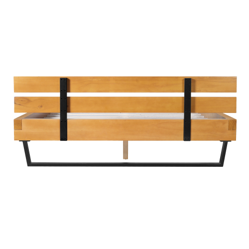 PINE WOOD BED FRAME KING SIZE,NATURAL & BLACK COLOR、、eastwooduniform
