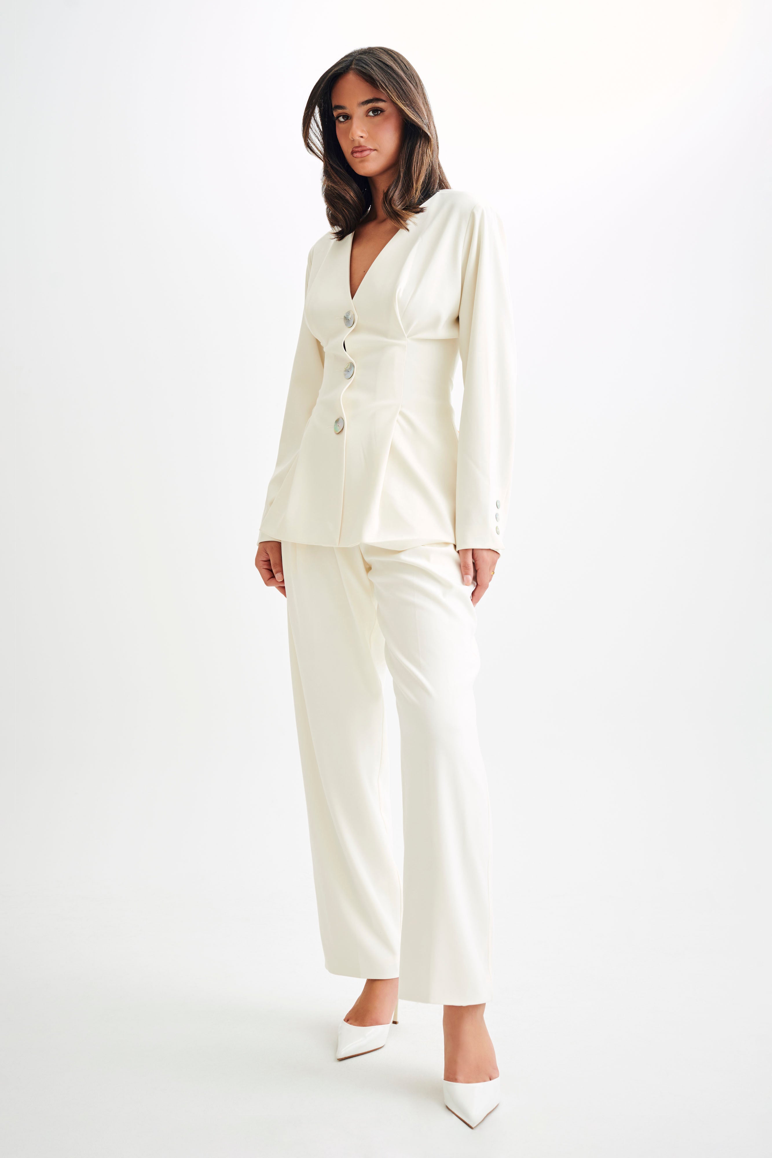 Kendall Balloon Sleeve Jacket - Ivory、mySite、solidvoid