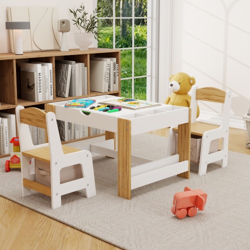 The 2 in 1 Rollaway Play Table and Toy Organizer Compatible with Lego Suitable for Storing Under Bed or Sofa-White (38" x 18.7" x 5.9")、、casual