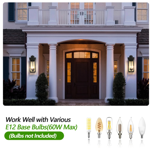 2-Pack 22.0" Outdoor Wall Lantern with Dusk to Dawn Sensor, Matte Black Finish, Clear Glass Panels, Weatherproof Exterior Light for Porch, Patio, Garage, 2-Light Design (Bulb Not Included)、、eastwooduniform