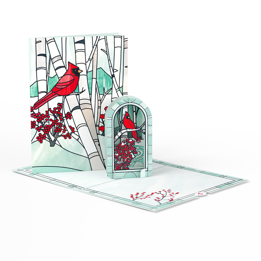 Stained Glass Winter Cardinal Pop-Up Card、mySite、solidvoid