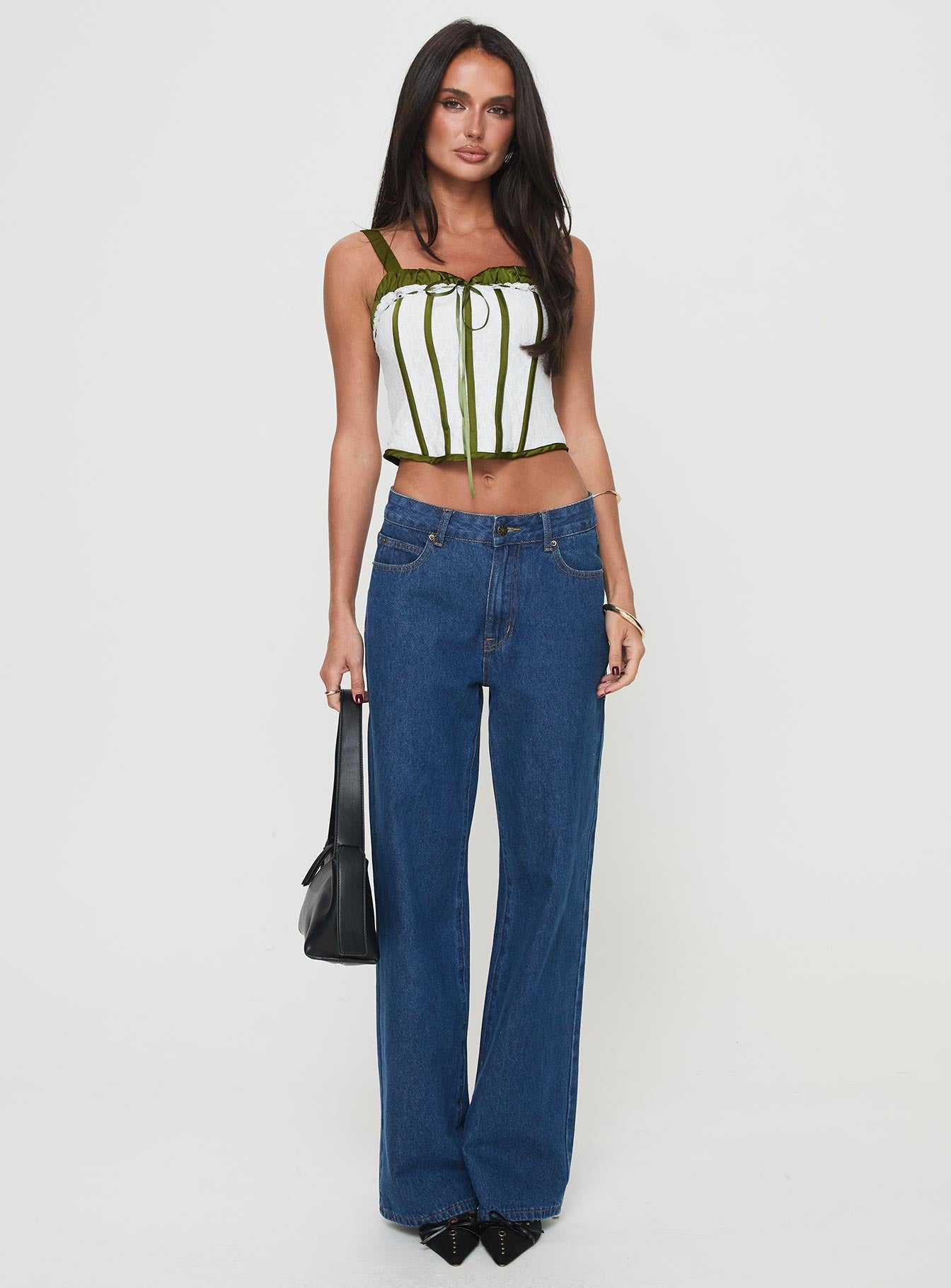 Jiraia Lace Corset Top White / Green、mySite、solidvoid