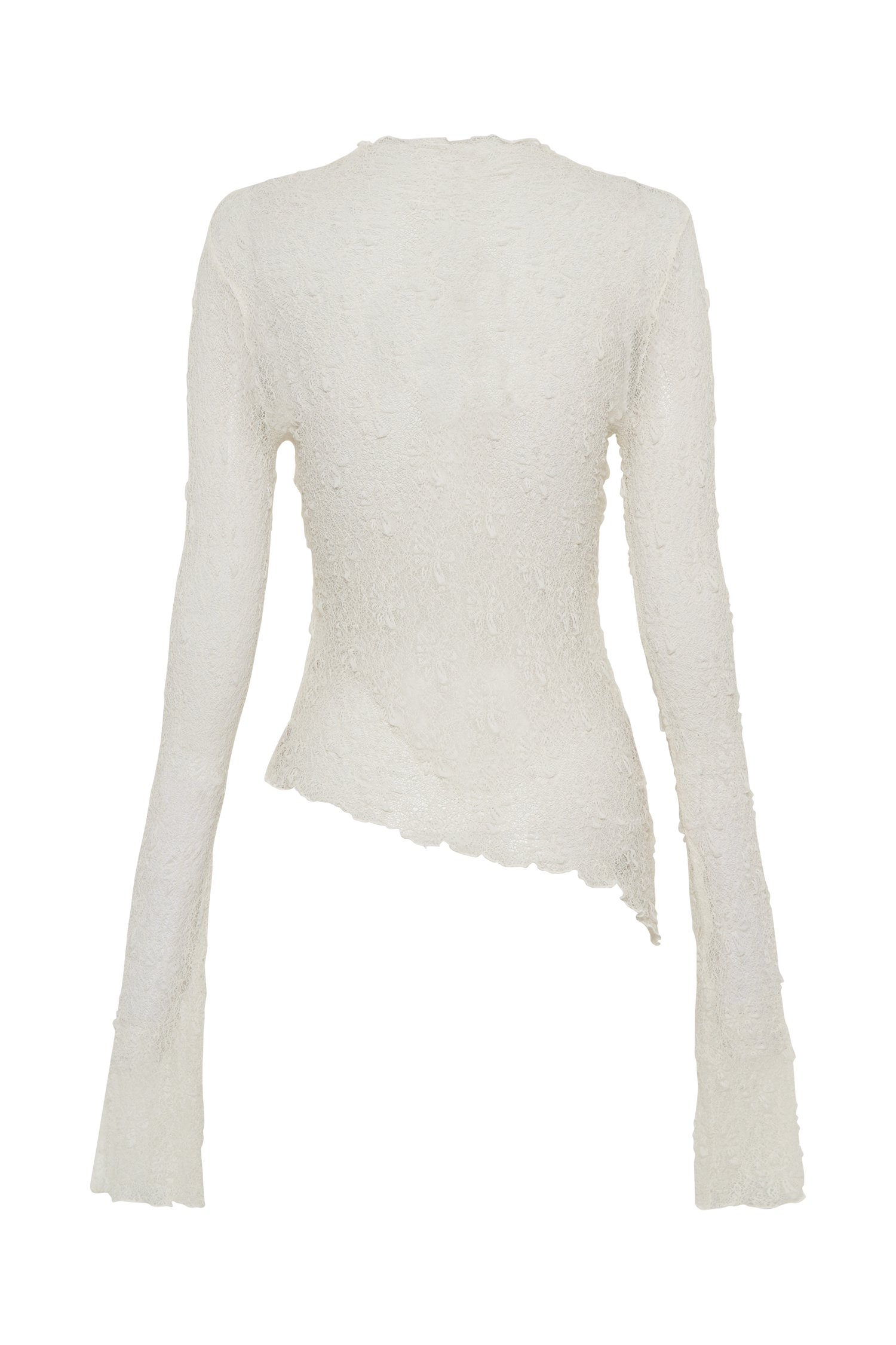 Riley Sheer Lace Long Sleeve Top - Ivory、mySite、solidvoid