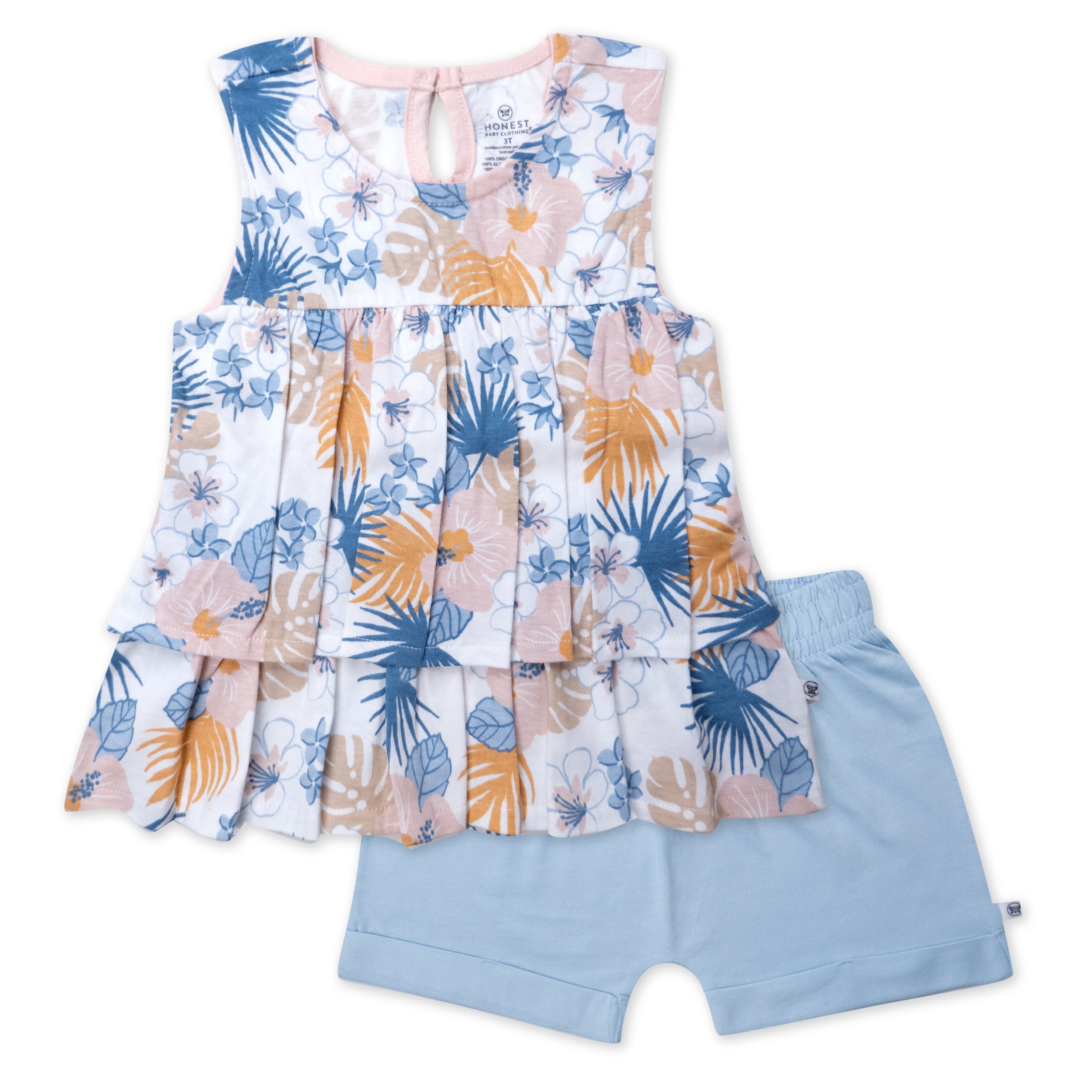  Toddler 2-Piece Ruffle Layered Shirt and Cuffed Short Set、mySite、layawaytickets