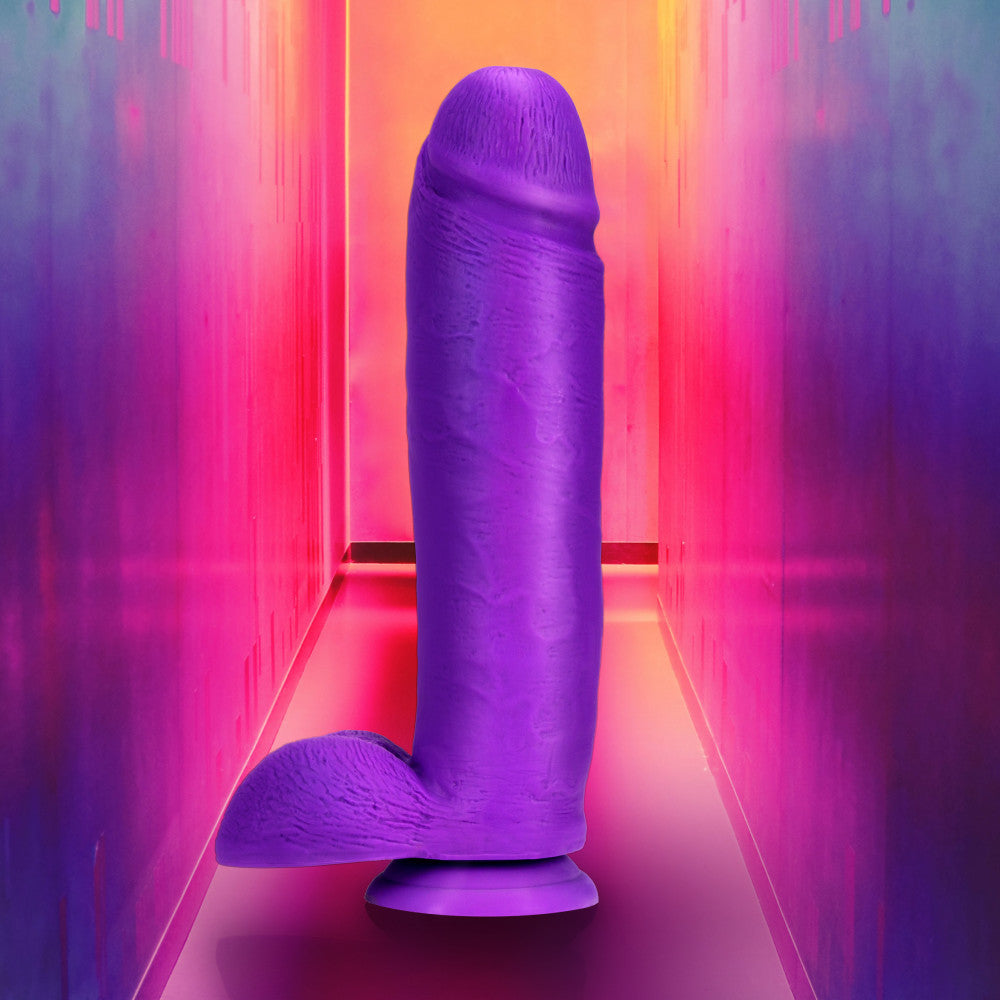 Neo Elite By Blush® | Neon Purple: 10.5-Inch Long Dildo - Made with Purio™ Silicone & SensaFeel® Dual Density Realistic Technology、mySite、bottomscart