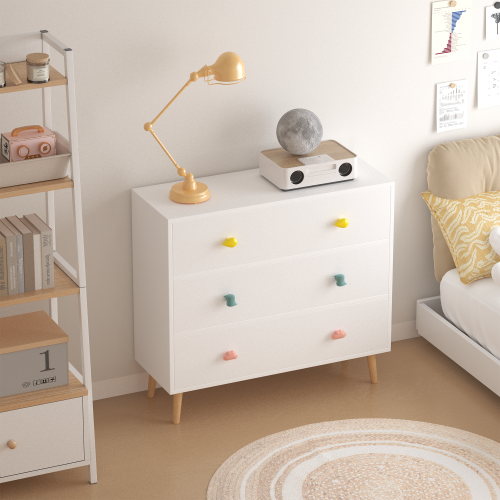 Kids 3 Drawer Dresser, Baby Nightstand for Bedroom, Storage Cabinet for Toddler Child for Living Room, Toddler Room, Nursery, Closet, Apartment (White)、、casual