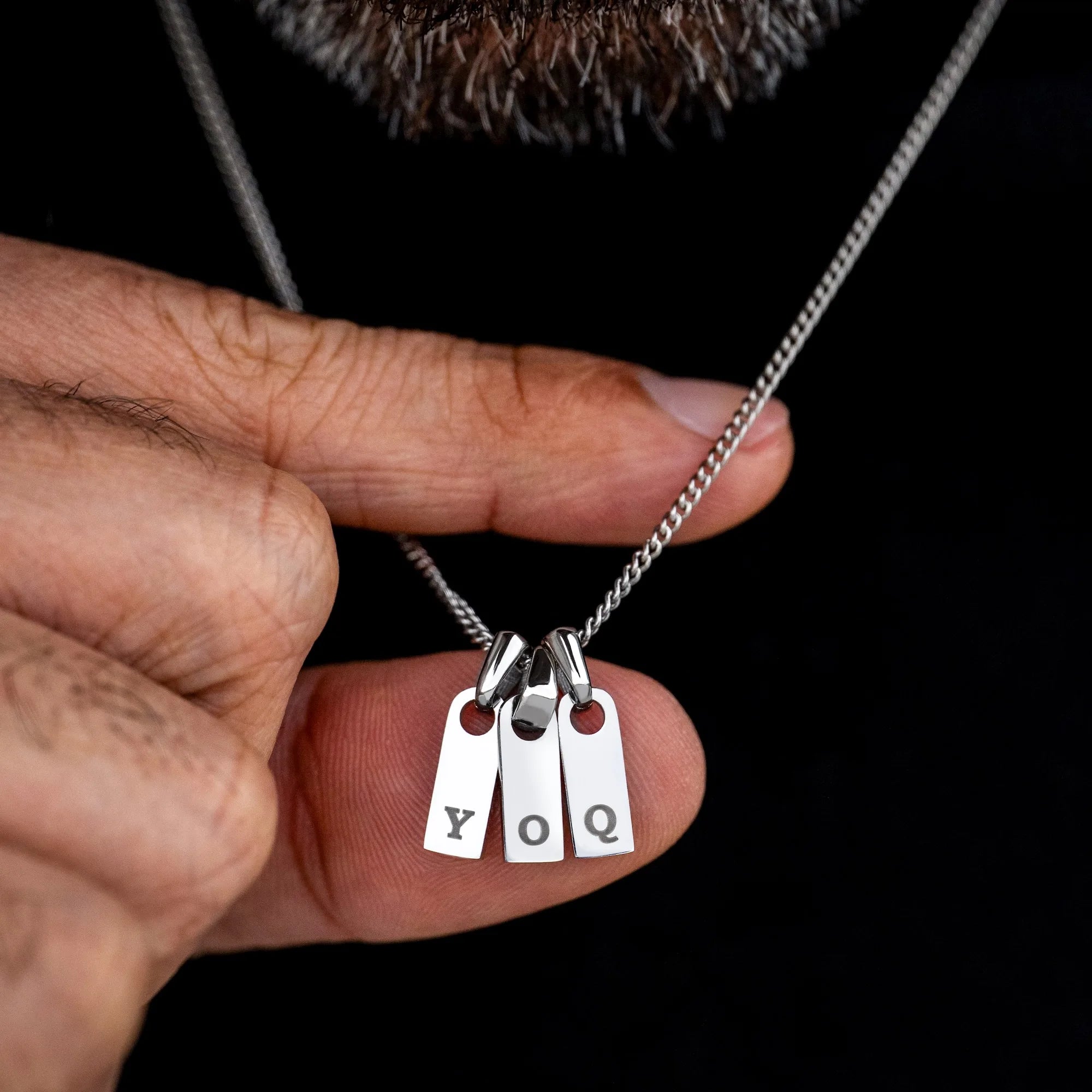 Initial Tag Necklace - Silver、mySite、botmansion