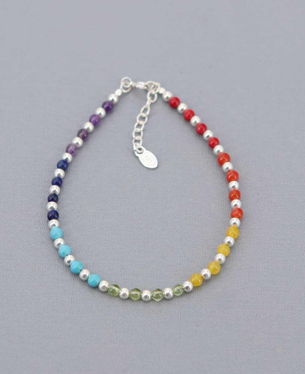 Chakra Stones and Sterling Silver Beaded Bracelet、mySite、topwebapps