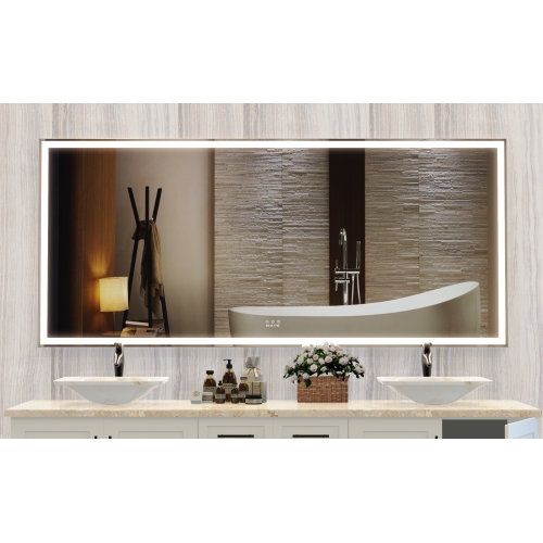 72X32 inch Oversized LED Bathroom Mirror Wall Mounted Mirror with 3 Color Modes Aluminum Frame Wall Mirror Large Full Length Mirror with Lights Lighted Full Body Mirror for Bedroom Living Room, Silver、、xpatfood