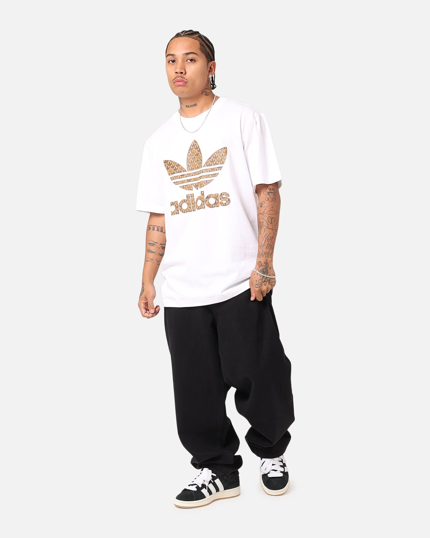 Adidas Classic Monogram T-Shirt White/Earth Strata、mySite、zt4zffjzw