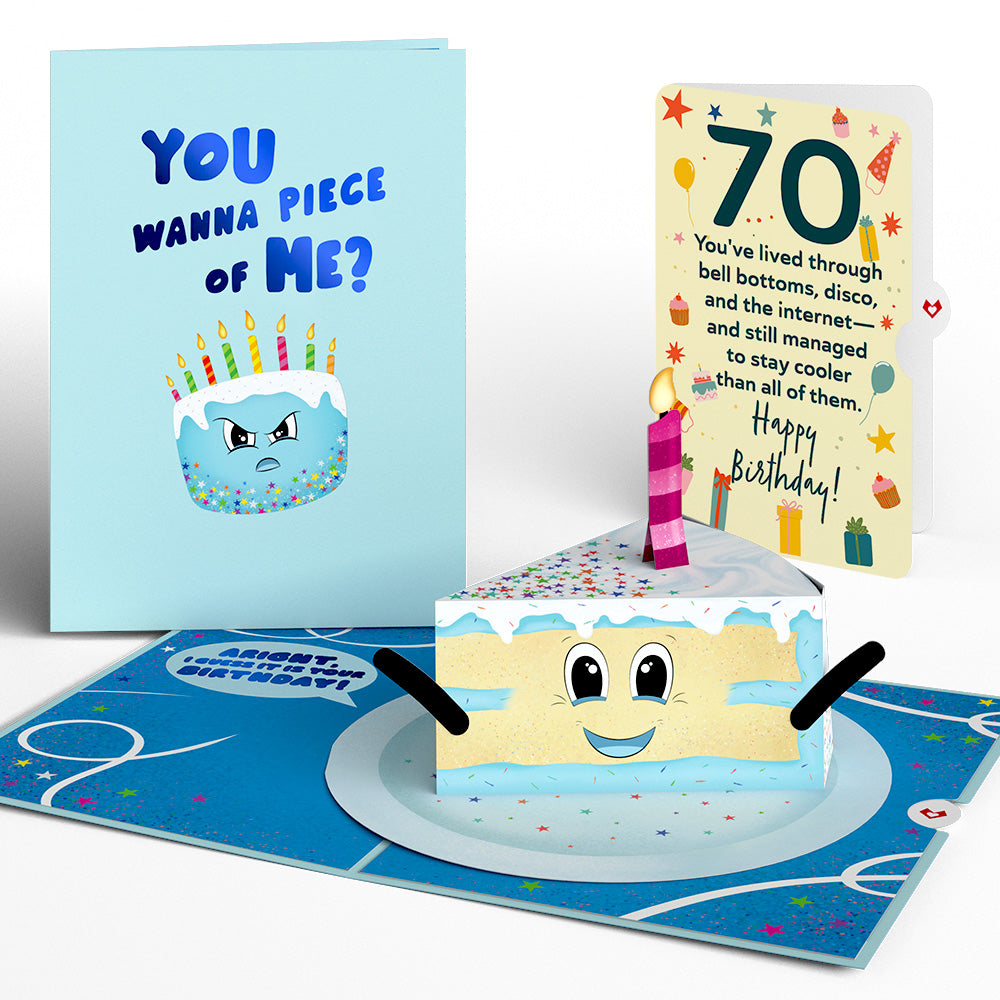 Whimsical 70th Birthday Cake Slice Pop-Up Card and Sentiment Set、mySite、solidvoid