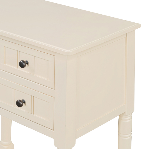 TREXM Narrow Console Table, Slim Sofa Table with Three Storage Drawers and Bottom Shelf (Ivory White)、、casual
