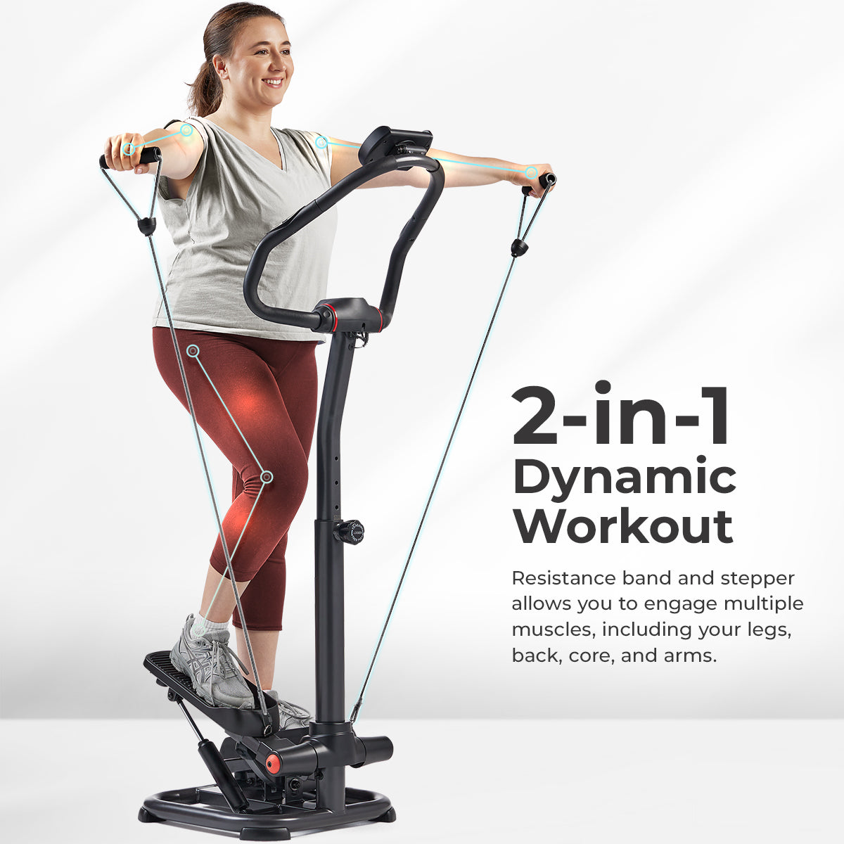  Smart Heavy Duty Power Stepper with Handlebar and Resistance Bands、mySite、ghnorth