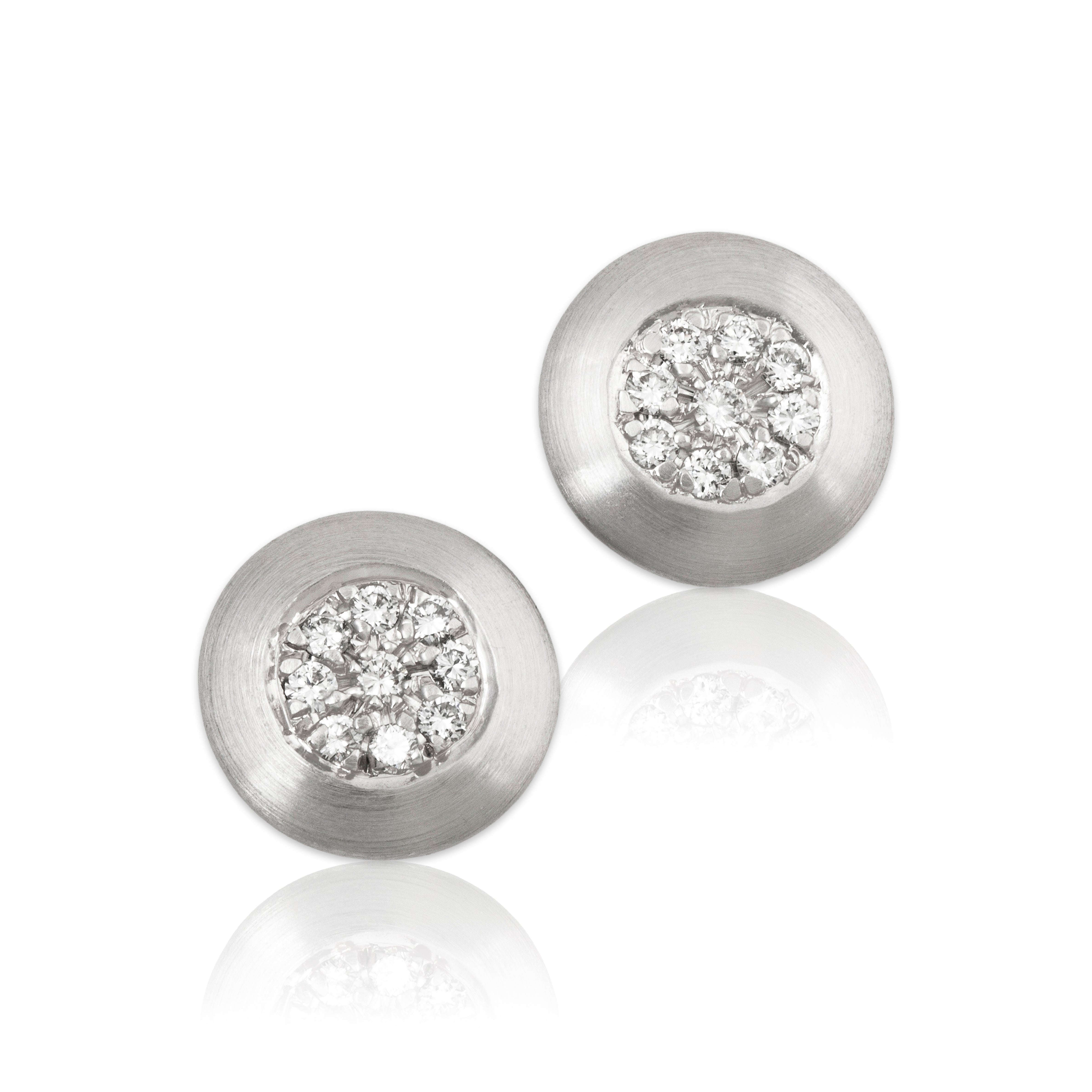 Estate Roberto Coin Italian 18k White Gold .366cttw Diamond Brushed Earrings、mySite、hinf8tx79
