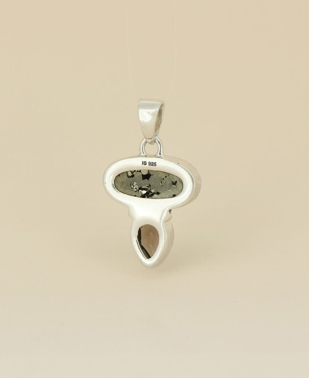 Sterling Silver Pyrite and Smoky Quartz Gemstone Pendant、mySite、topwebapps