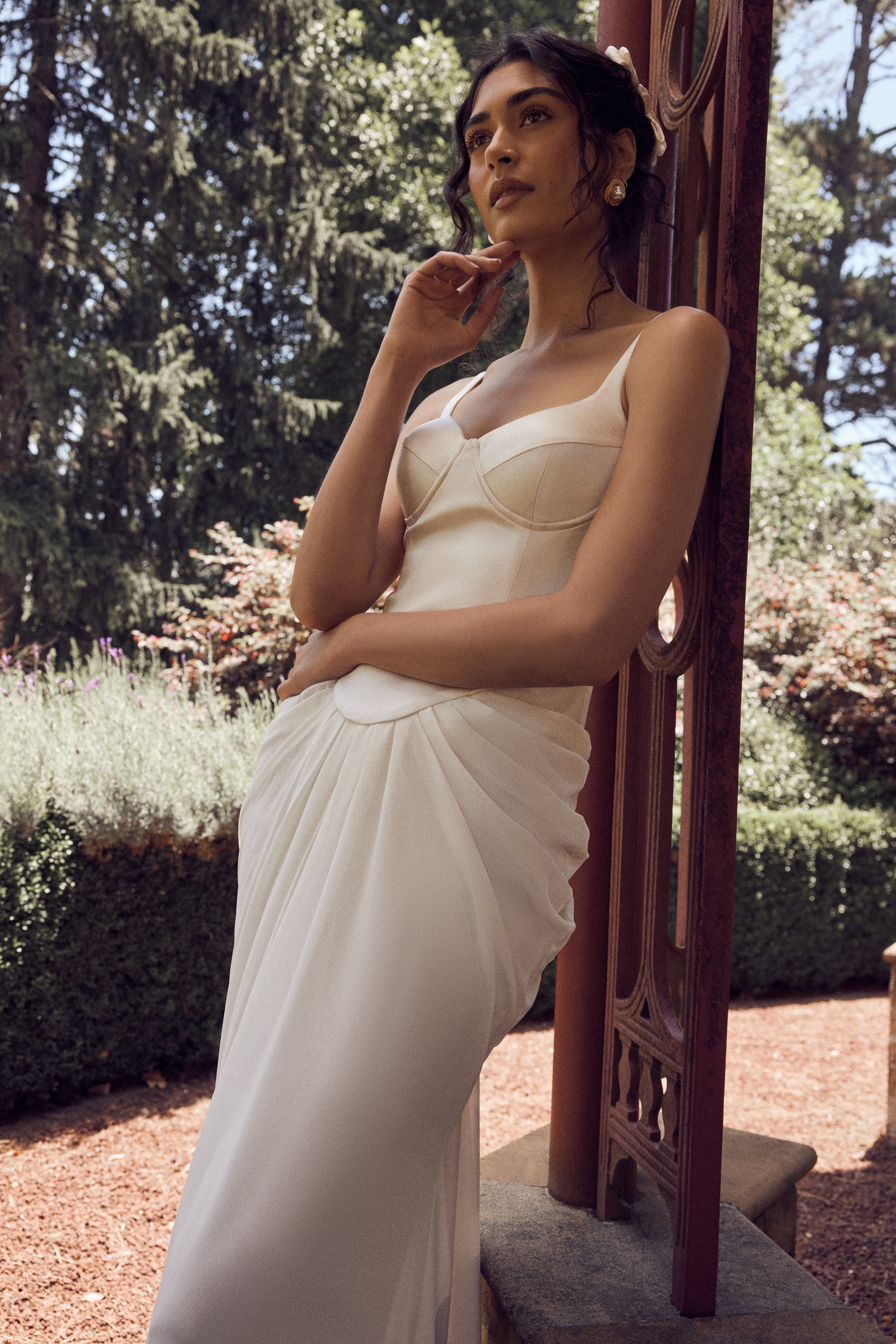 Leila Satin Corset Maxi Dress - Ivory、mySite、solidvoid