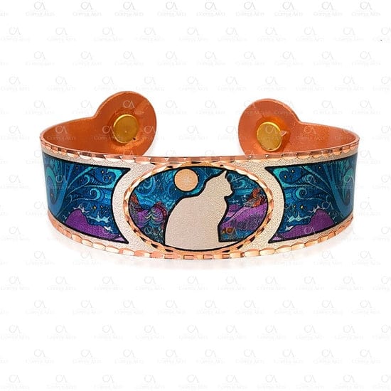 Cat and Moon design Colorful Bracelet With Magnet-Handmade in the USA、mySite、g9winljtr