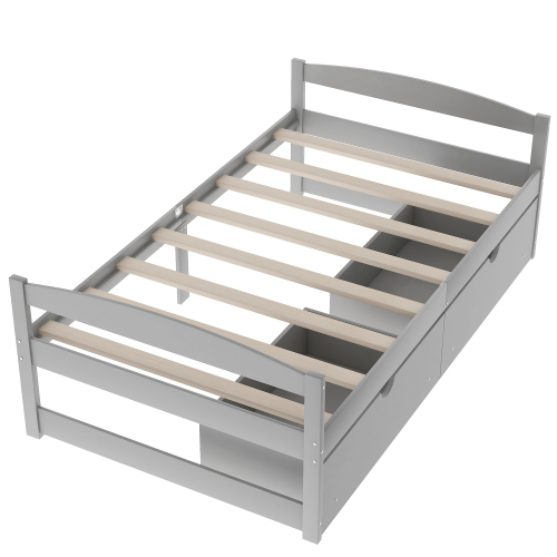 Twin size platform bed, with two drawers, espresso、、casual