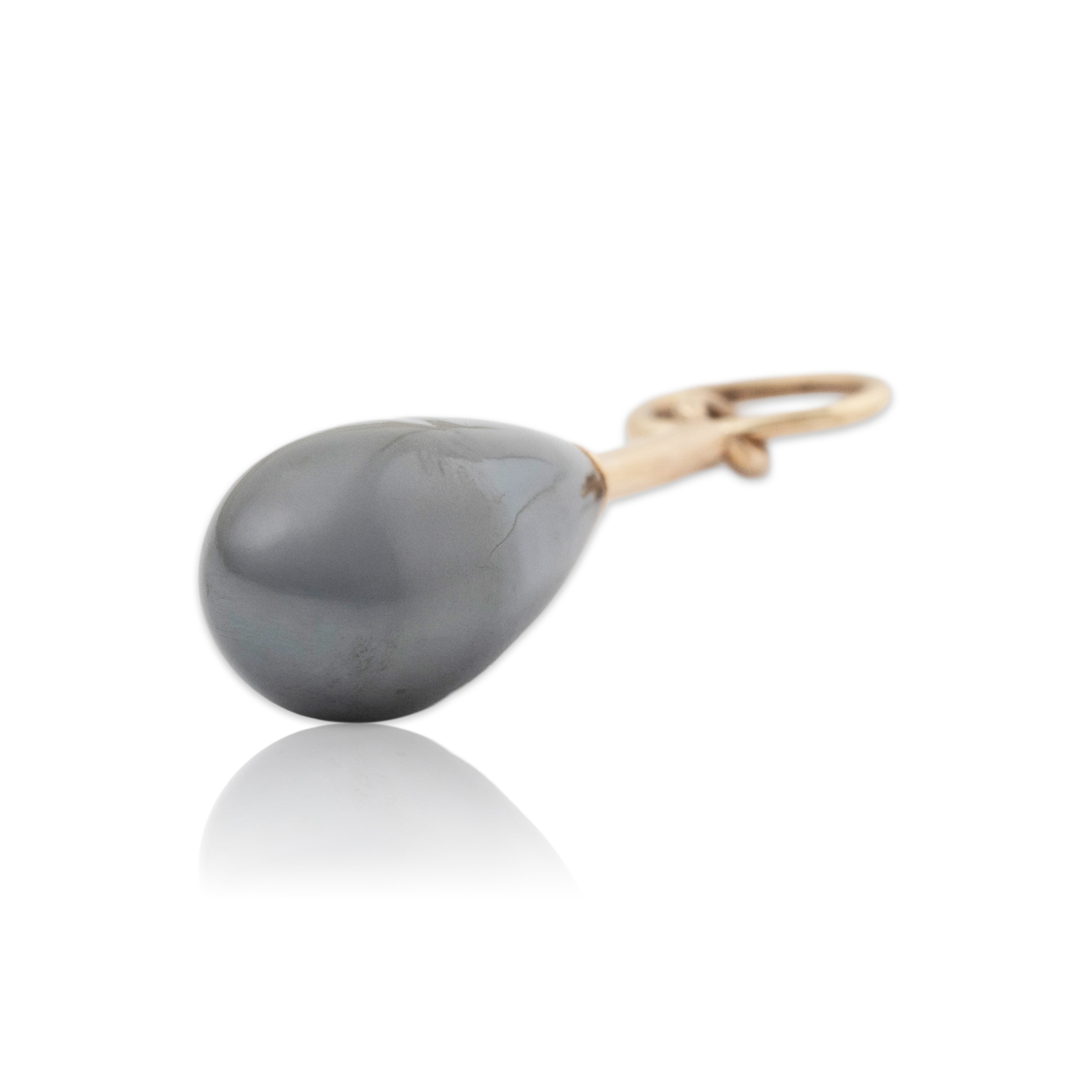 Antique Art Deco 14k Yellow Gold Hematite Teardrop Pendant、mySite、hinf8tx79