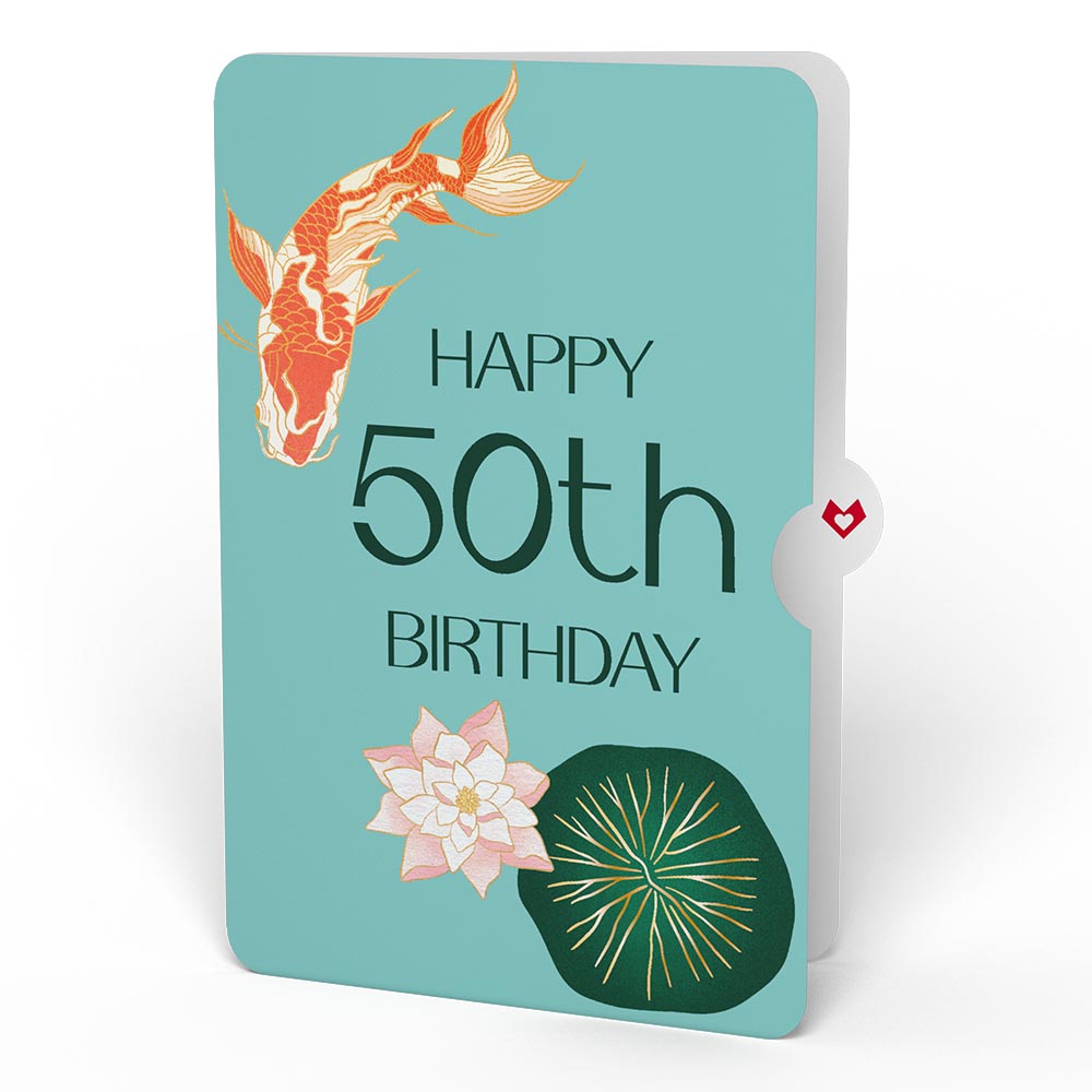 Koi Fish and Lotus 50th Birthday Pop-Up Card and Sentiment Set、mySite、solidvoid