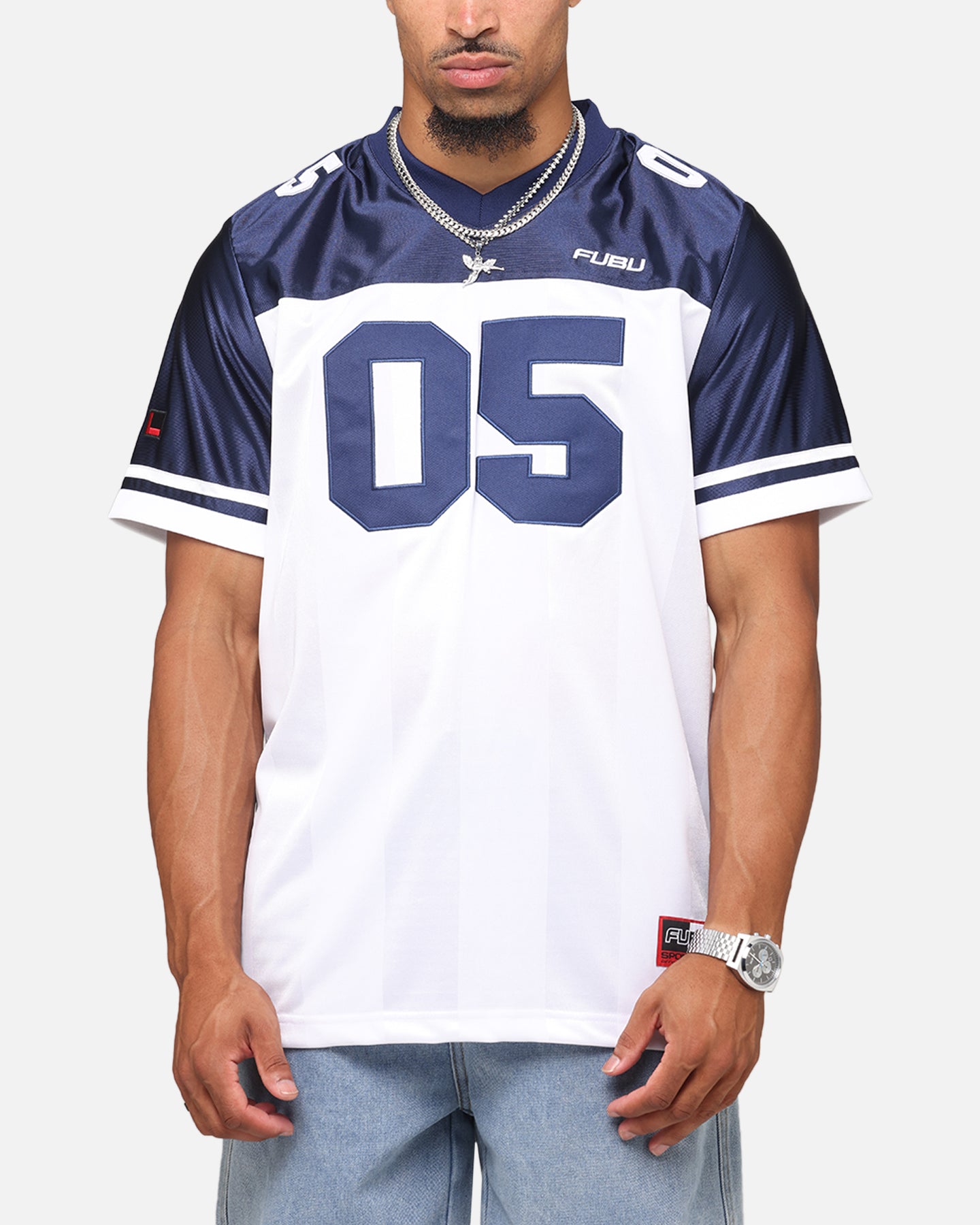 Fubu Football Jersey White/Navy、mySite、zt4zffjzw