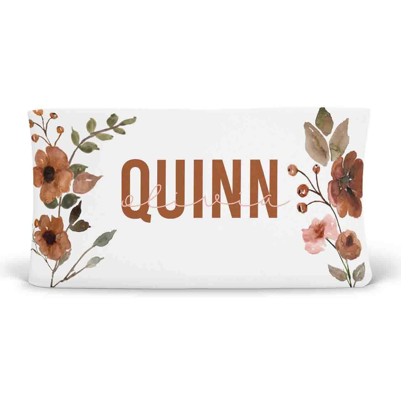  Quinn's Rust Floral Personalized Changing Pad Cover、mySite、layawaytickets