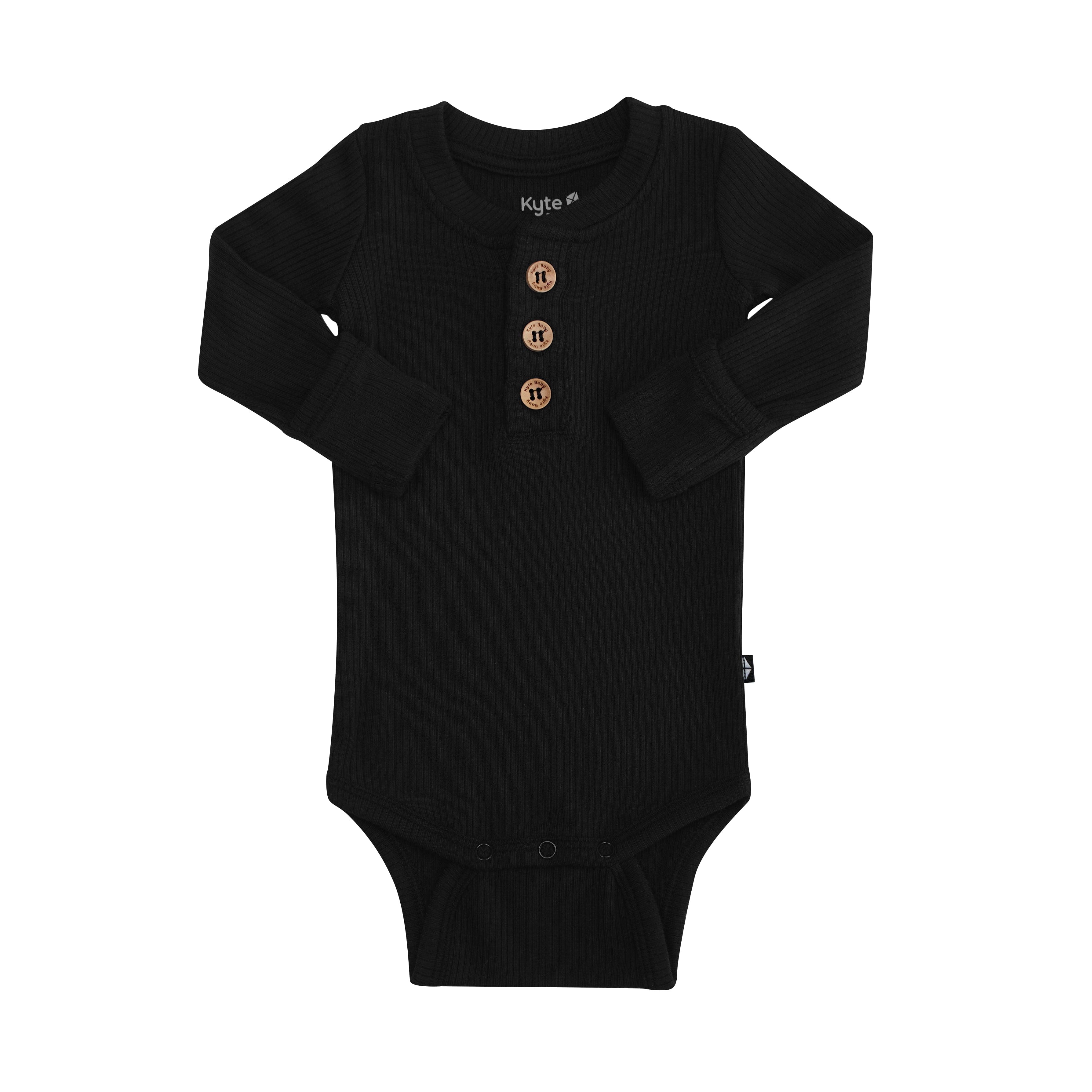  Ribbed Long Sleeve Henley Bodysuit in Midnight、mySite、layawaytickets
