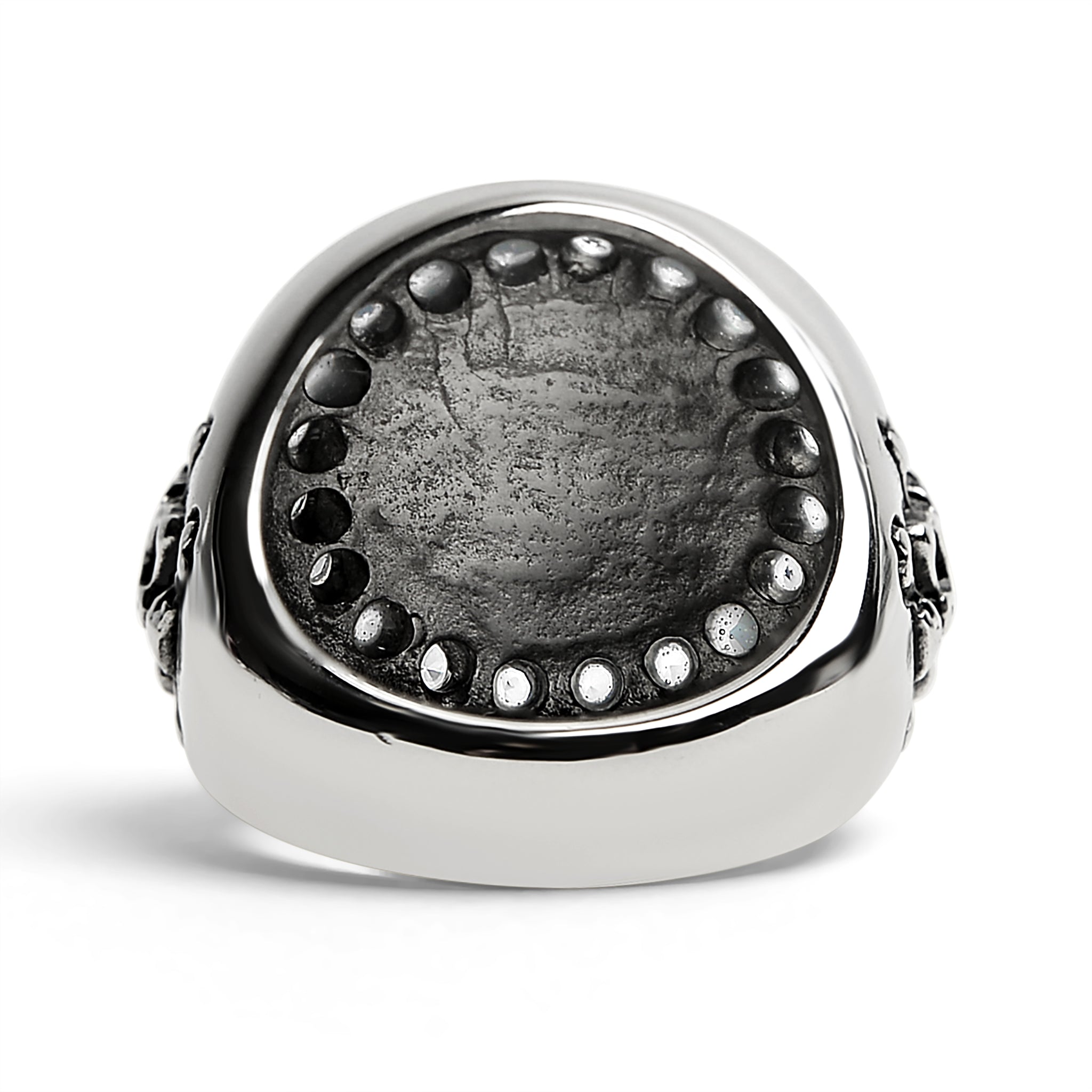 Stainless Steel King Skull And Crossbones With CZ Accent Stones Signet Ring / SCR4052、mySite、dreamappss