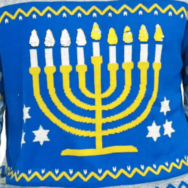 Men's Reversible Menorah Sequin Sweater by Tipsy Elves (Sizes Small - 5XL)、mySite、topwebapps