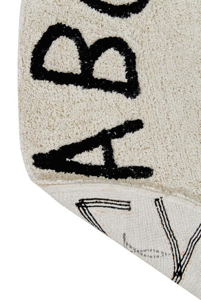 WASHABLE ROUND RUG ABC NATURAL - BLACK、mySite、gigharbornorthrealestate