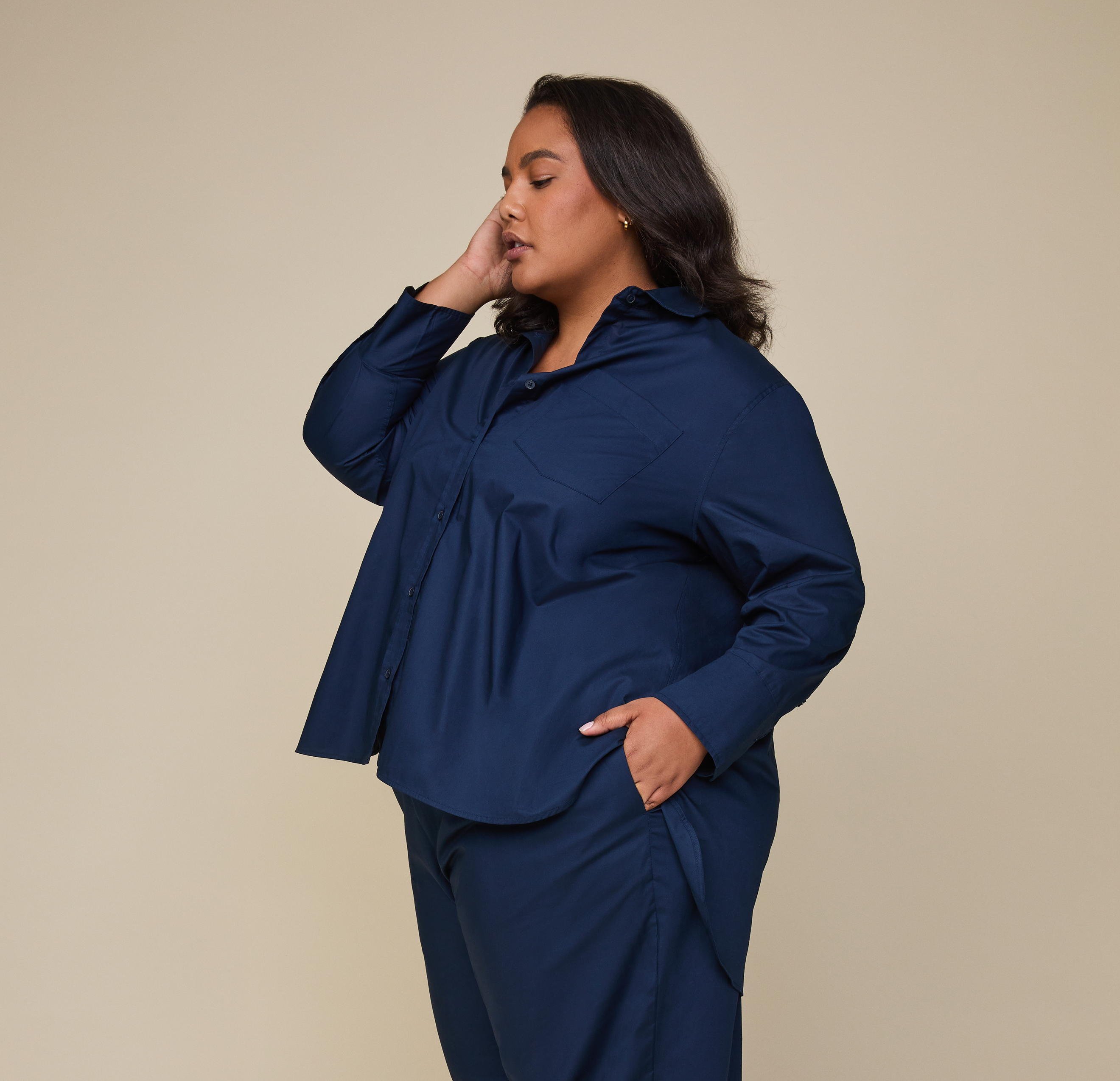 Classic Poplin Pajama Shirt - Midnight、mySite、bengalsvssteelers