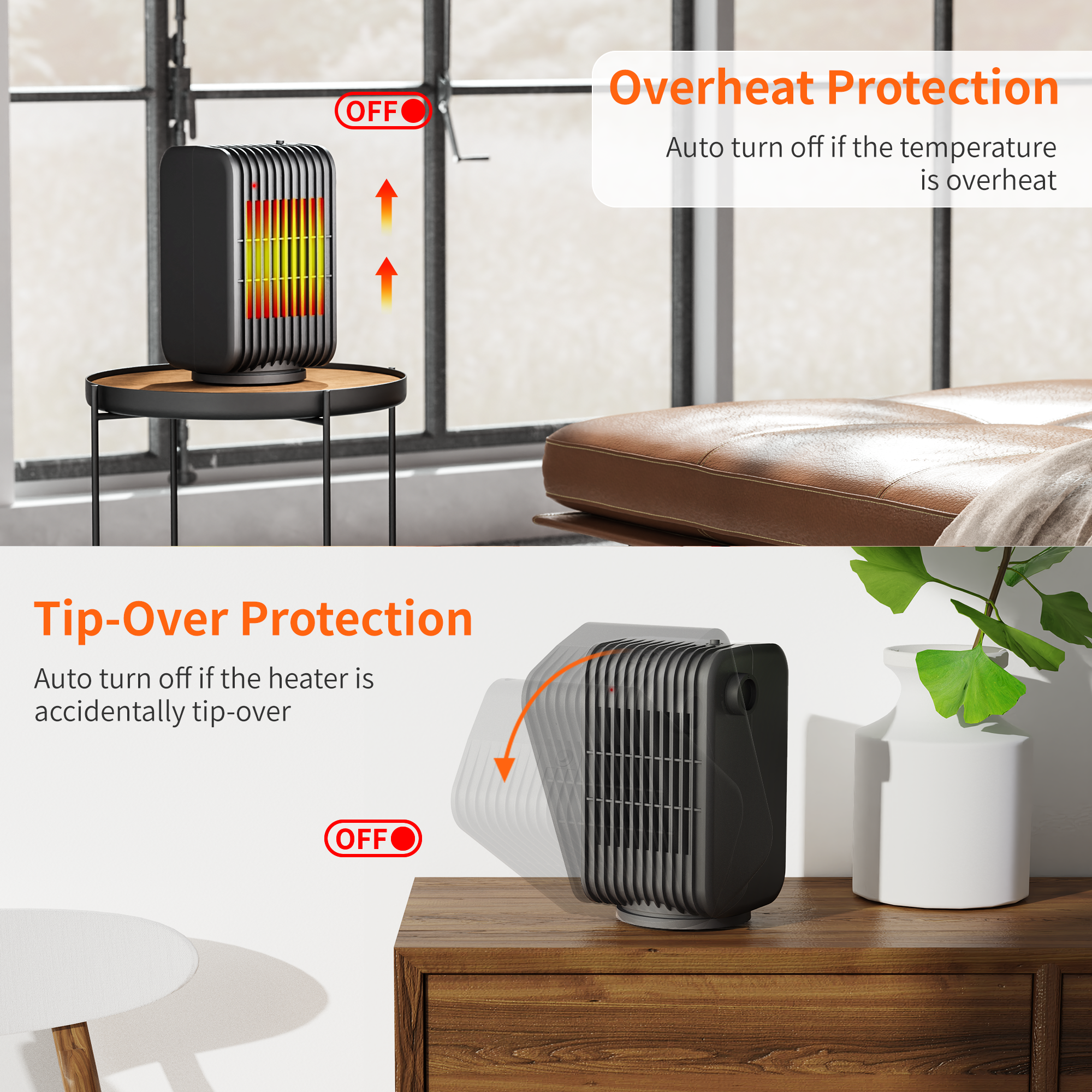 Kloudic Space Heater Electric Heater with 3 Modes, 1500W Small Desk Heater for Indoor Bedroom Office Use、mySite、fannypackpong