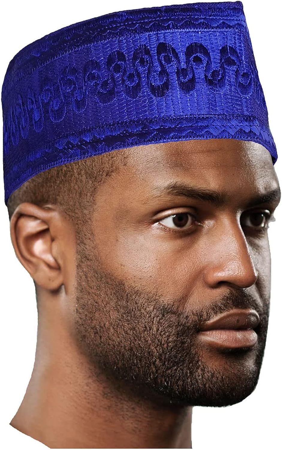 Dupsie's Embroidered Royal-Blue African Aso Oke 峄�l谩F矛l� Handwoven Fila Kufi Cap Hat DPH294、mySite、solidvoid