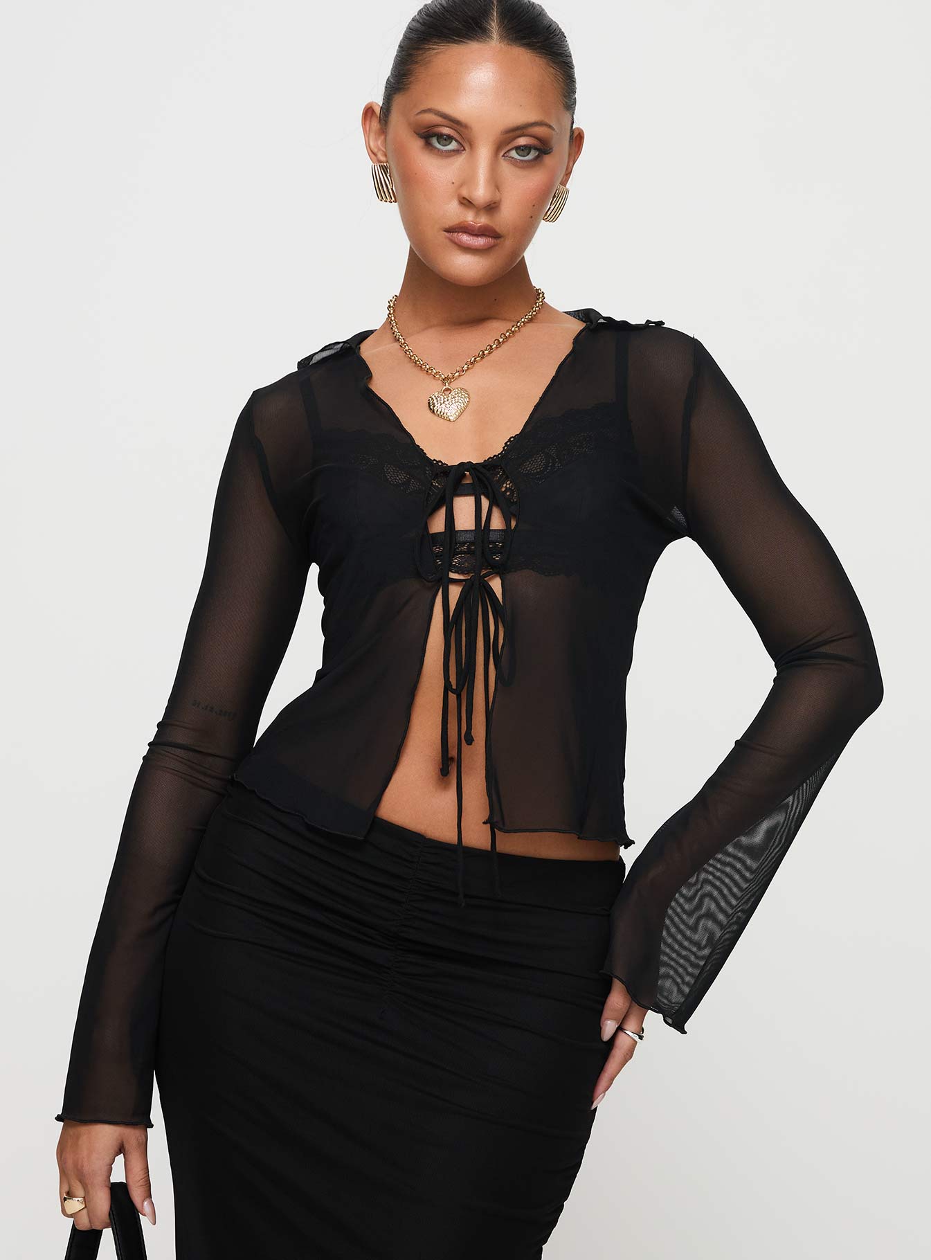 Thalassia Long Sleeve Top Black、mySite、solidvoid