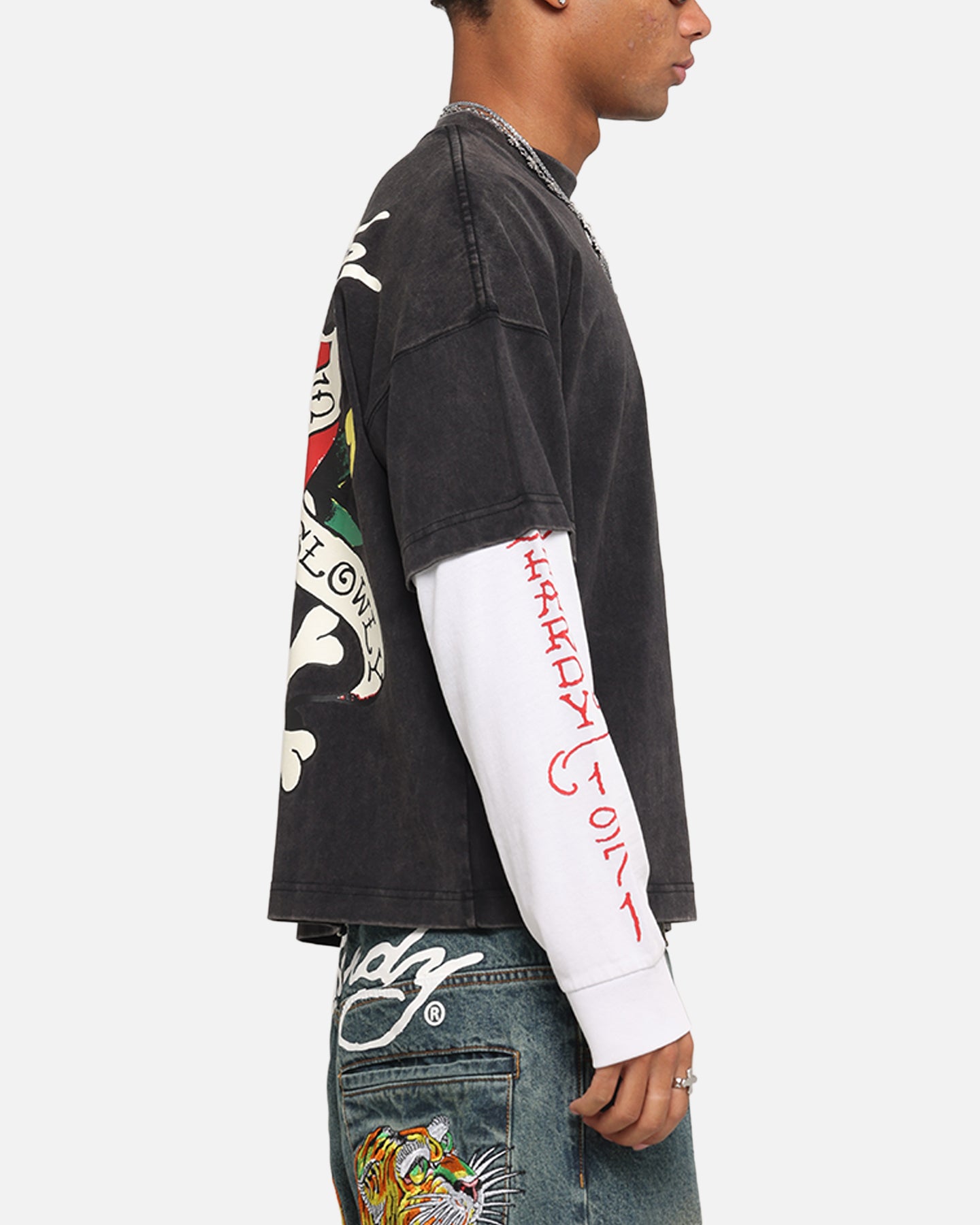 Ed Hardy Love Kills Layered Long Sleeve T-Shirt Black、mySite、zt4zffjzw