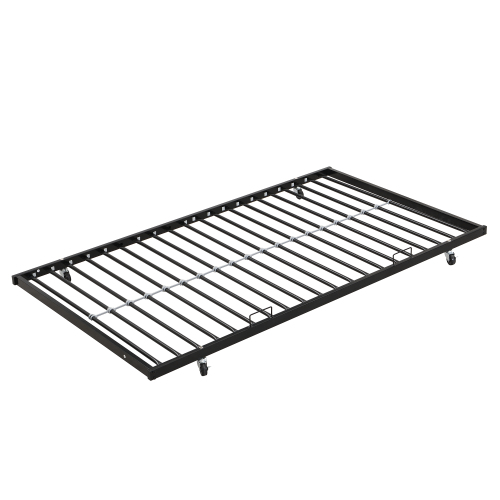 Twin Over FULL Metal Bunk Bed with 2 - Side Ladder and Full-Length Guardrail, No Box Spring Needed, Large Under Bed Storage, Easy Assemble , Black & Brown、、casual