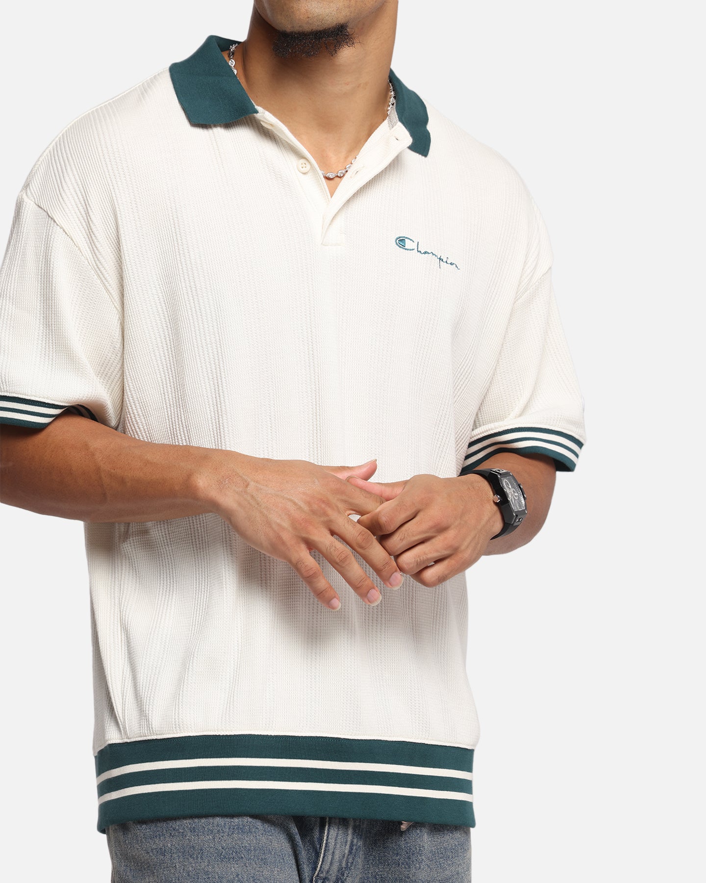 Champion Textured Polo Shirt Natural、mySite、zt4zffjzw
