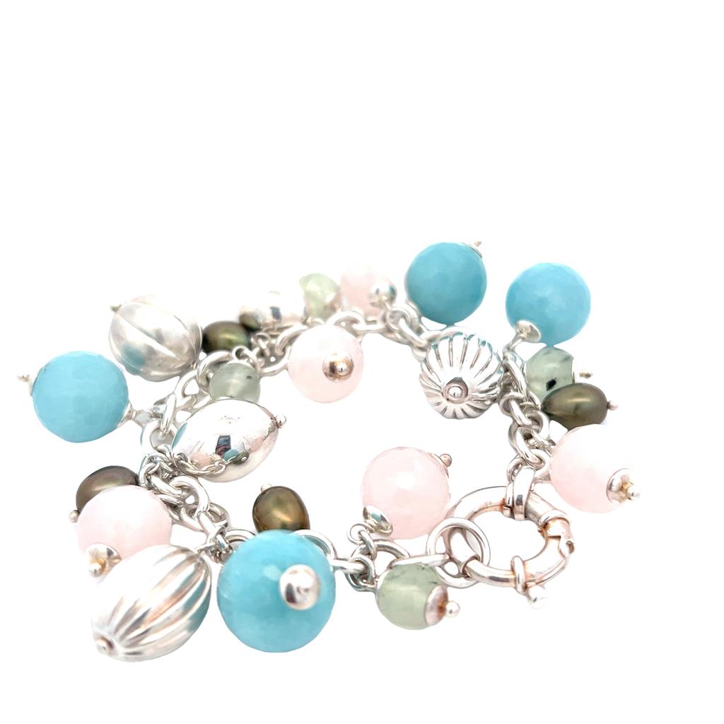Estate Sterling Silver Multi Gem Bead Charm Bracelet、mySite、botmansion