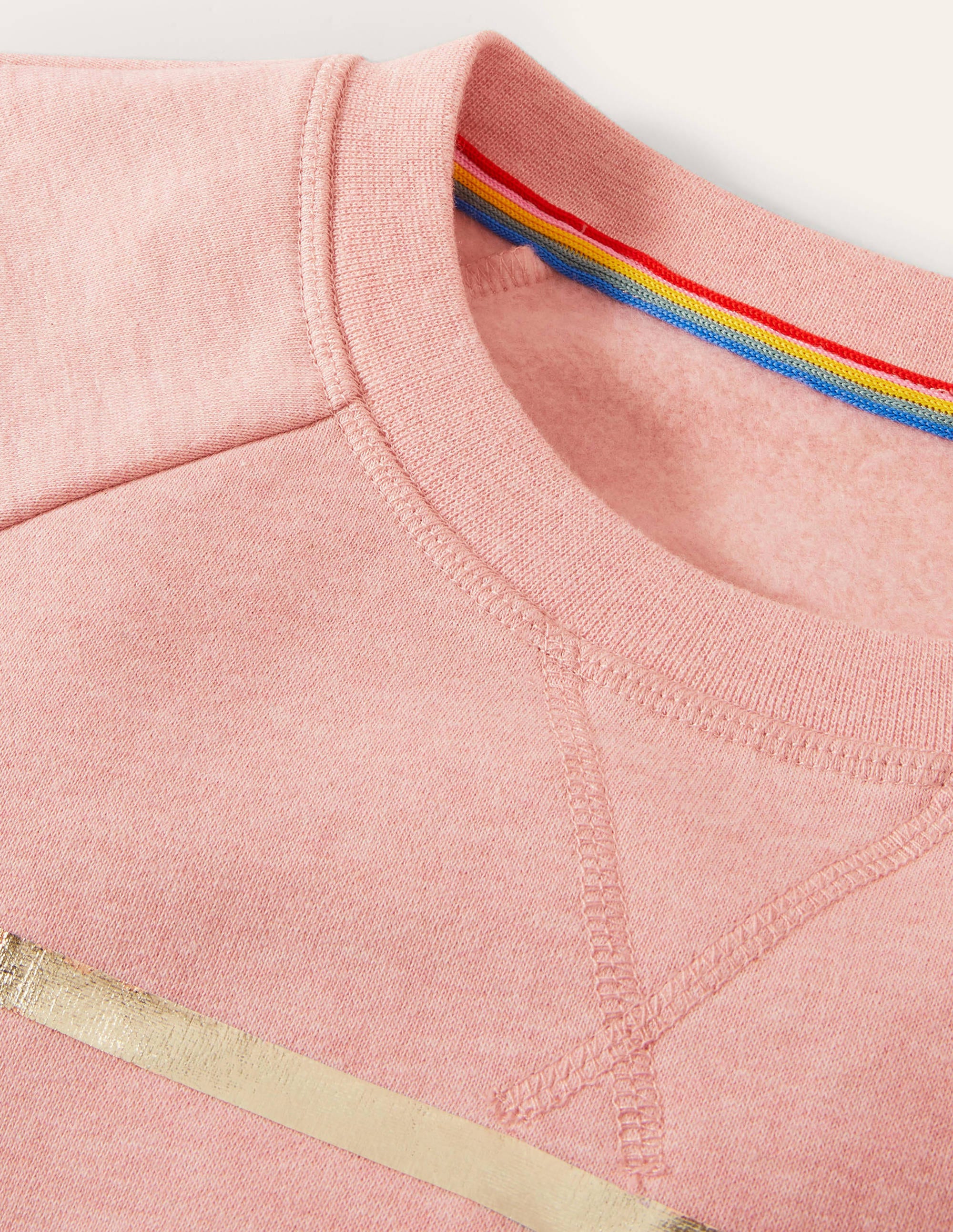  Printed Cotton Sweatshirt-Pink Marl, Gold Foil Stripe、mySite、ashleygrahame