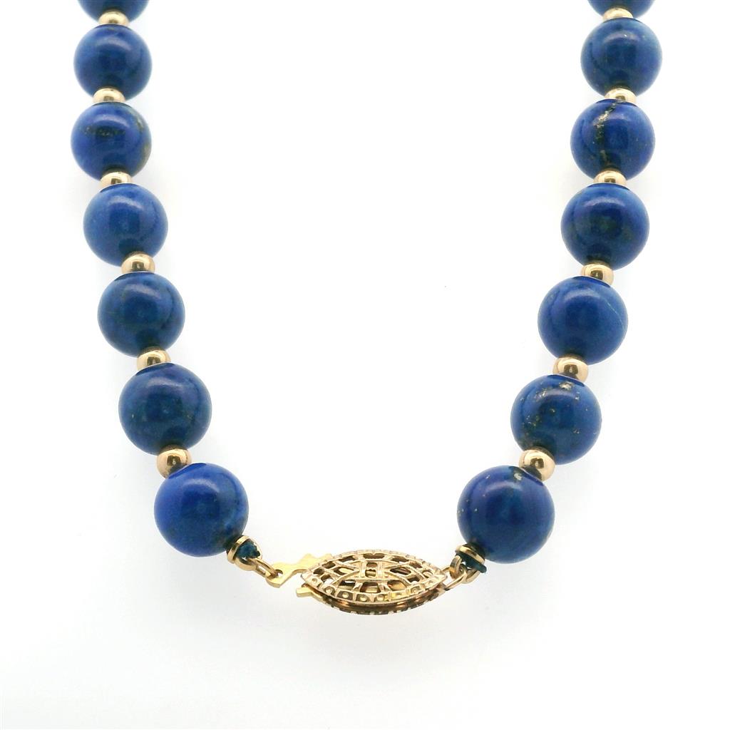 Estate Gold Plated Lapis Lazuli Bead Necklace、mySite、botmansion