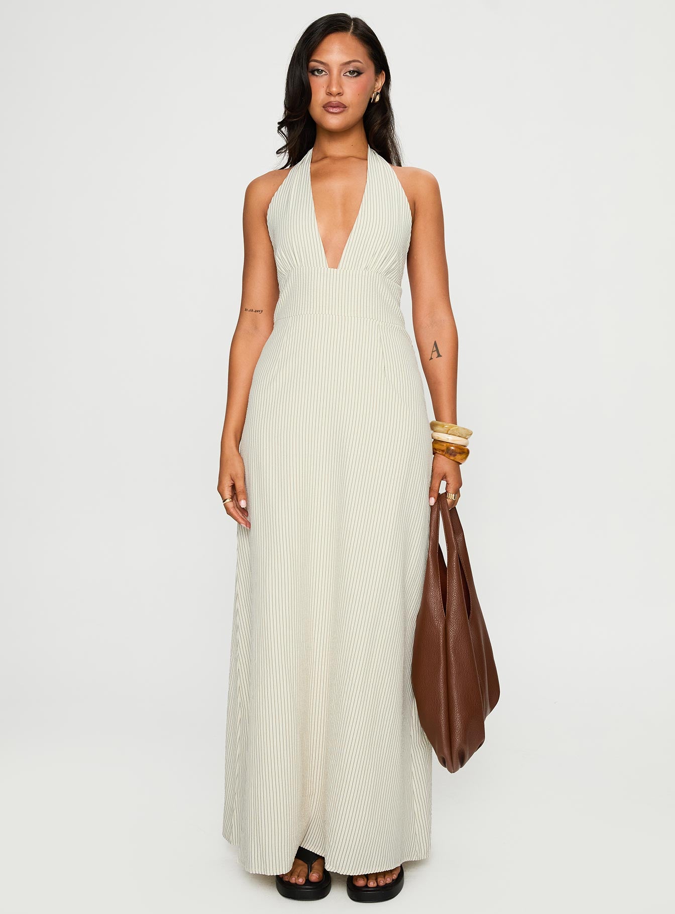 Caralyn Halter Maxi Dress Multi Stripe、mySite、solidvoid