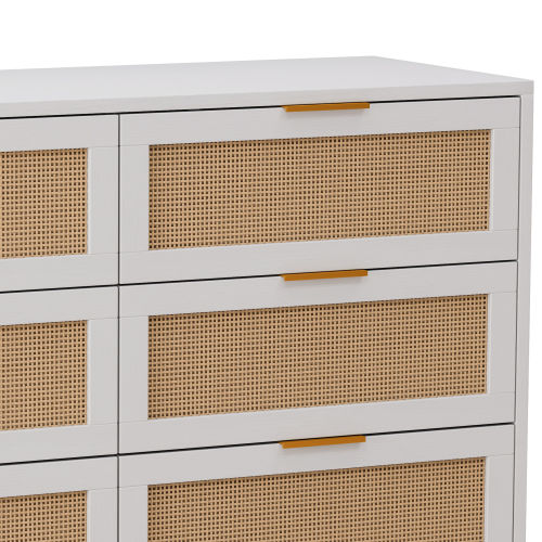51.18"6-Drawers Rattan Storage Cabinet Rattan Drawer,for Bedroom,Living Room,Natural (Same SKU:W757P198980)、、casual