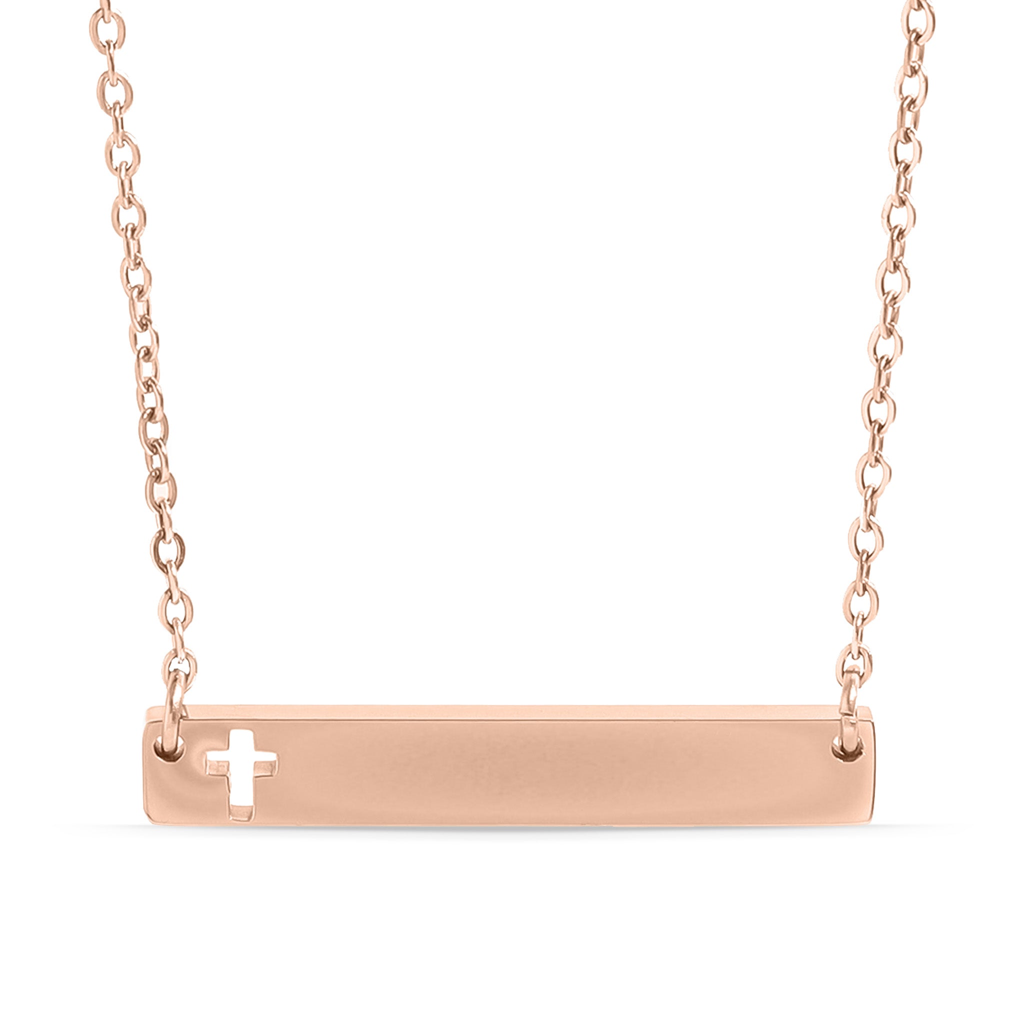 18K Gold PVD Stainless Steel Cutout Cross Blank Bar Necklace / SBB00106、mySite、dreamappss