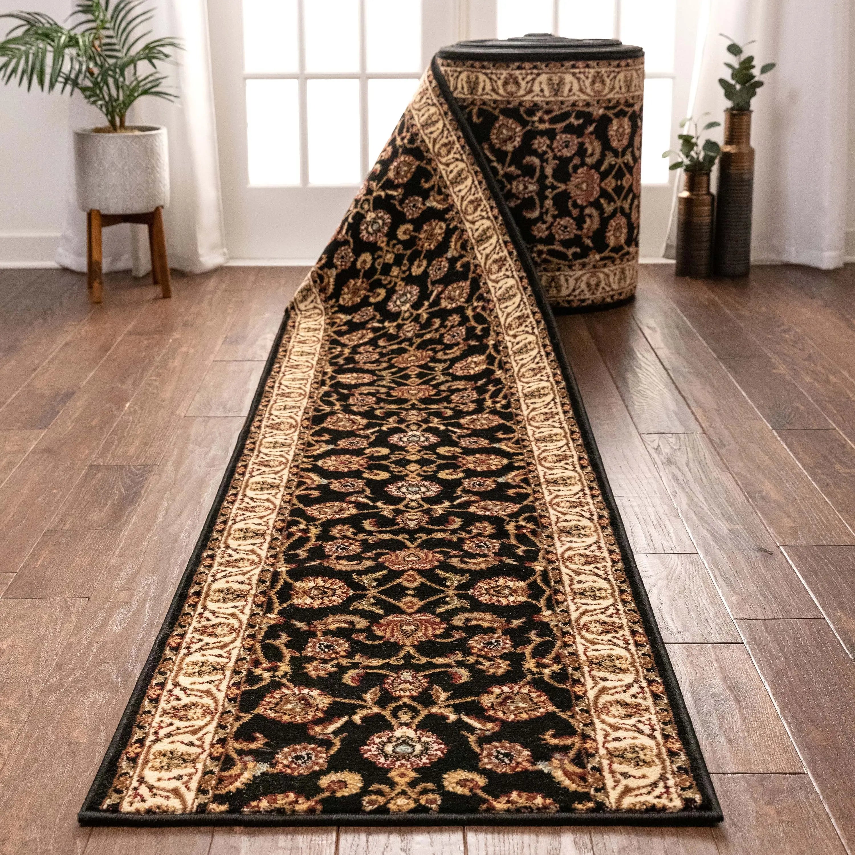 Sarouk Custom Size Runner Traditional Black 27 Inch Wide x Choose Your Length Hallway Runner Rug、mySite、gigharbornorthrealestate