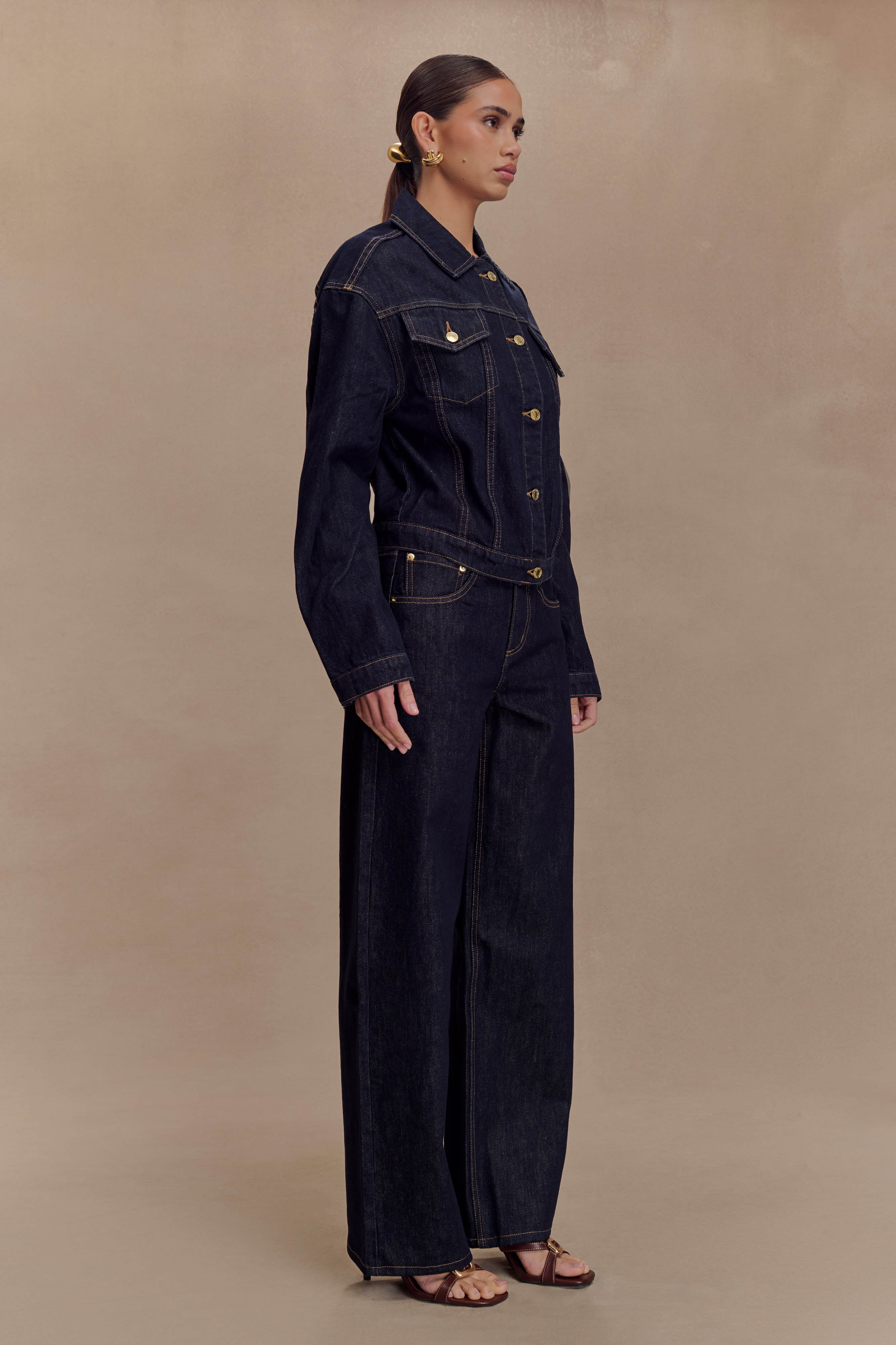 Kirra Cinched Denim Jacket - Washed Indigo Blue、mySite、solidvoid