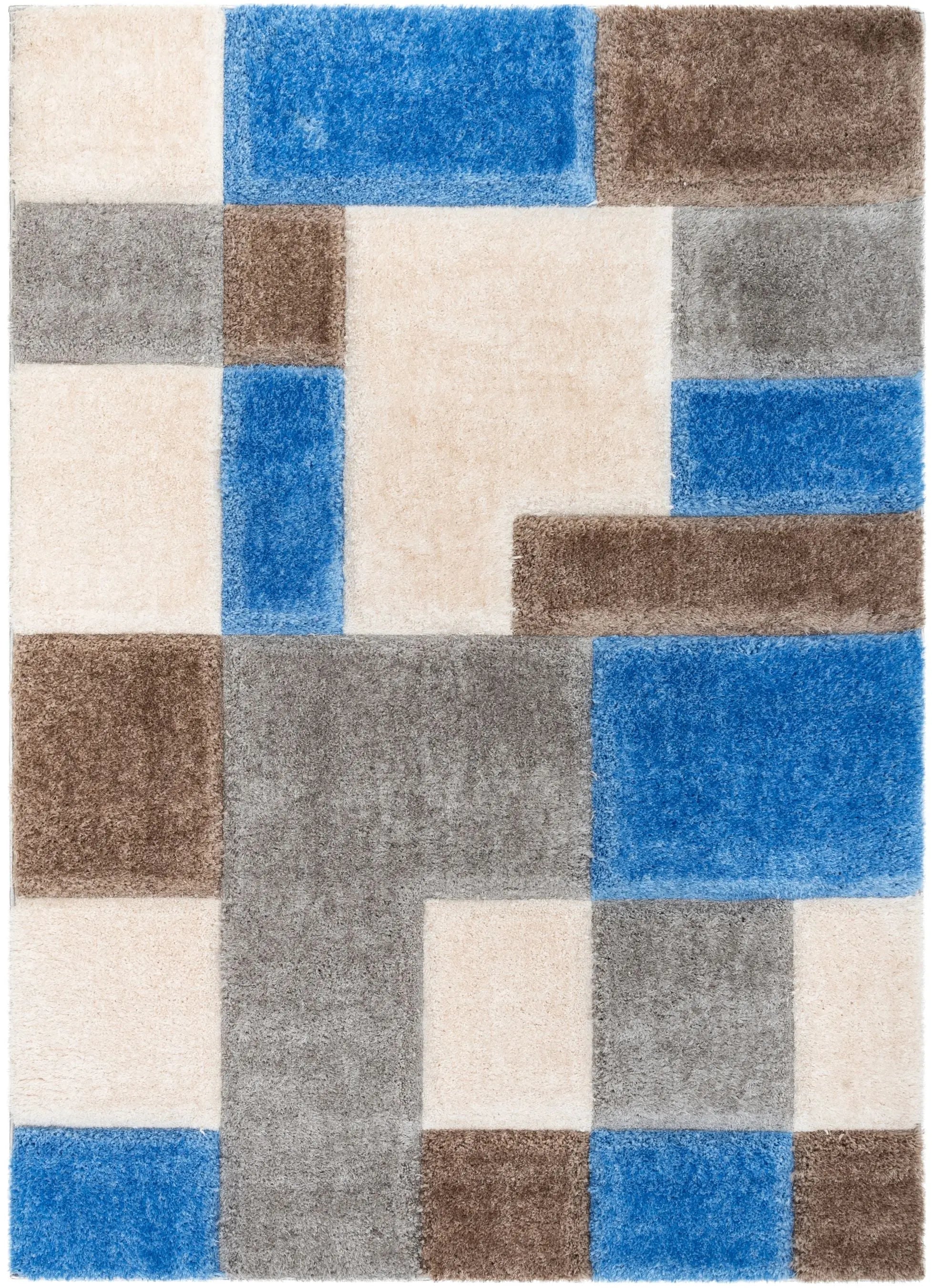 Escondido Modern Geometric Boxes Shag Light Blue 3D Textured Thick & Soft Shag Rug、mySite、gigharbornorthrealestate