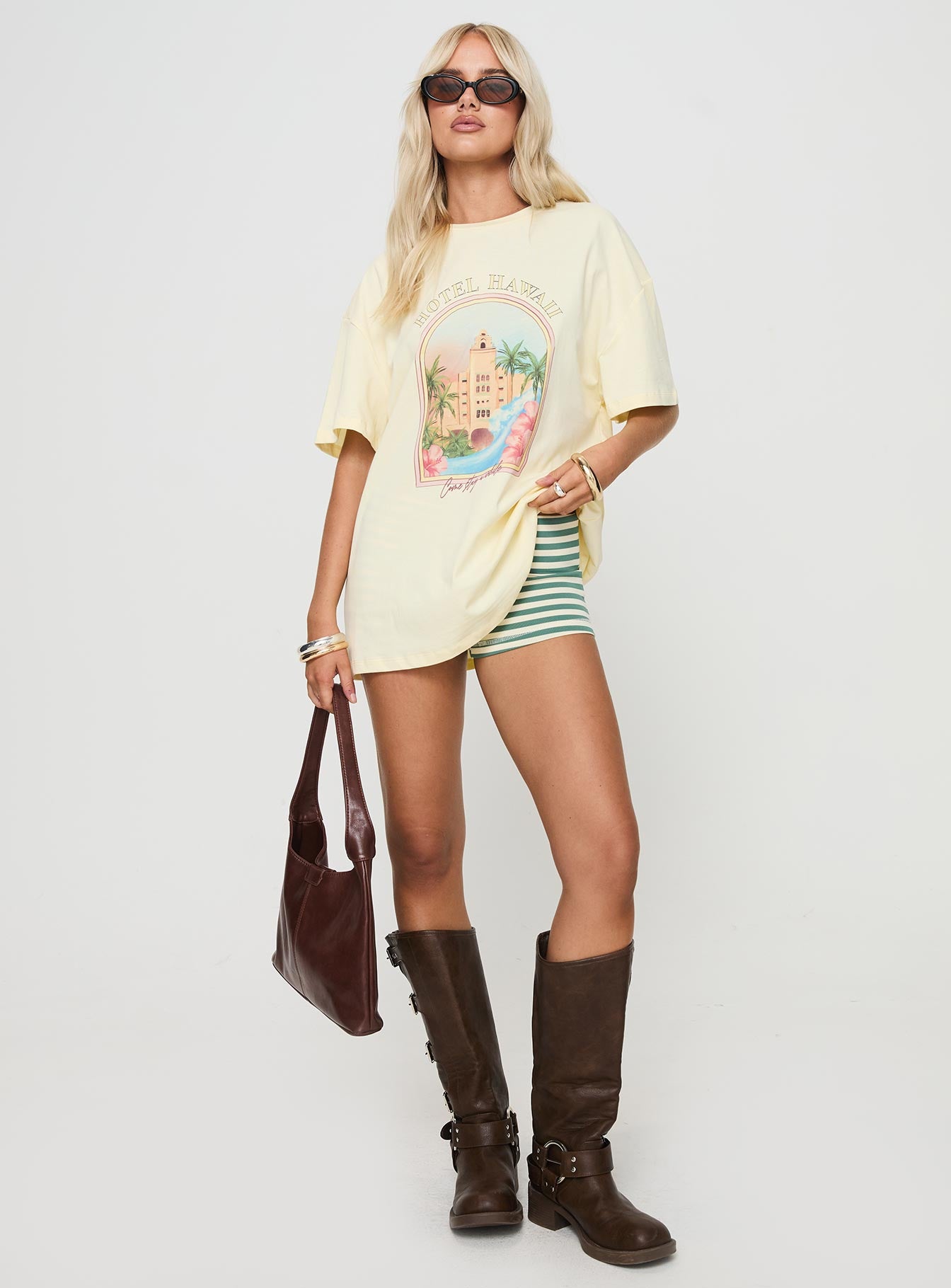 Hotel Hawaii Oversized Tee Yellow、mySite、solidvoid