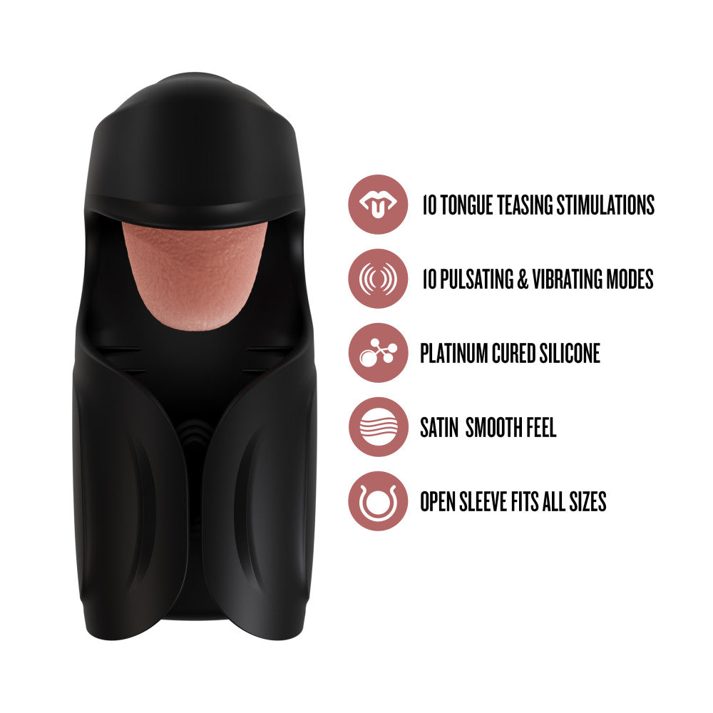 M For Men By Blush® | Lickety Split - Vibrating Automatic Male Masturbator With Tongue Licking Oral Stimulator - Black、mySite、bottomscart