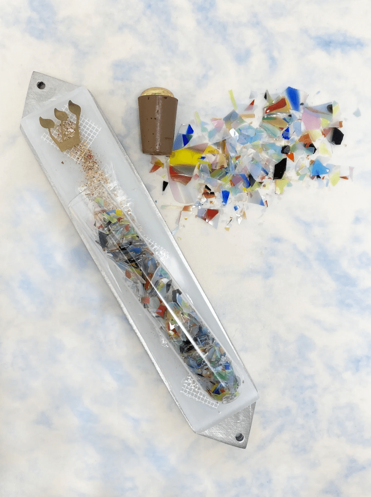White Collage Wedding Shards Mezuzah by Beames、mySite、topwebapps