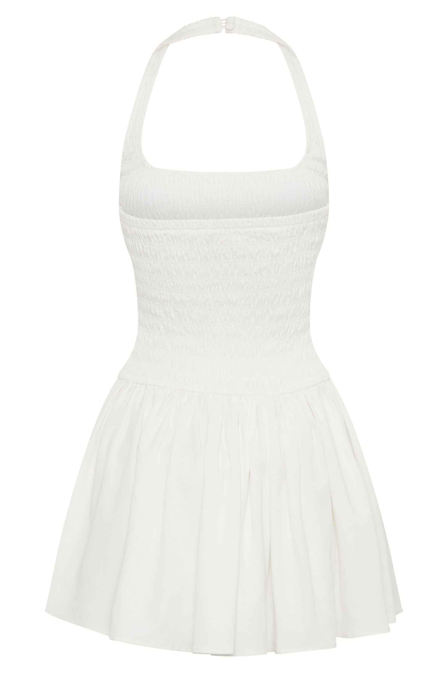 Shelley Cotton Shirred Halter Mini Dress - White、mySite、solidvoid